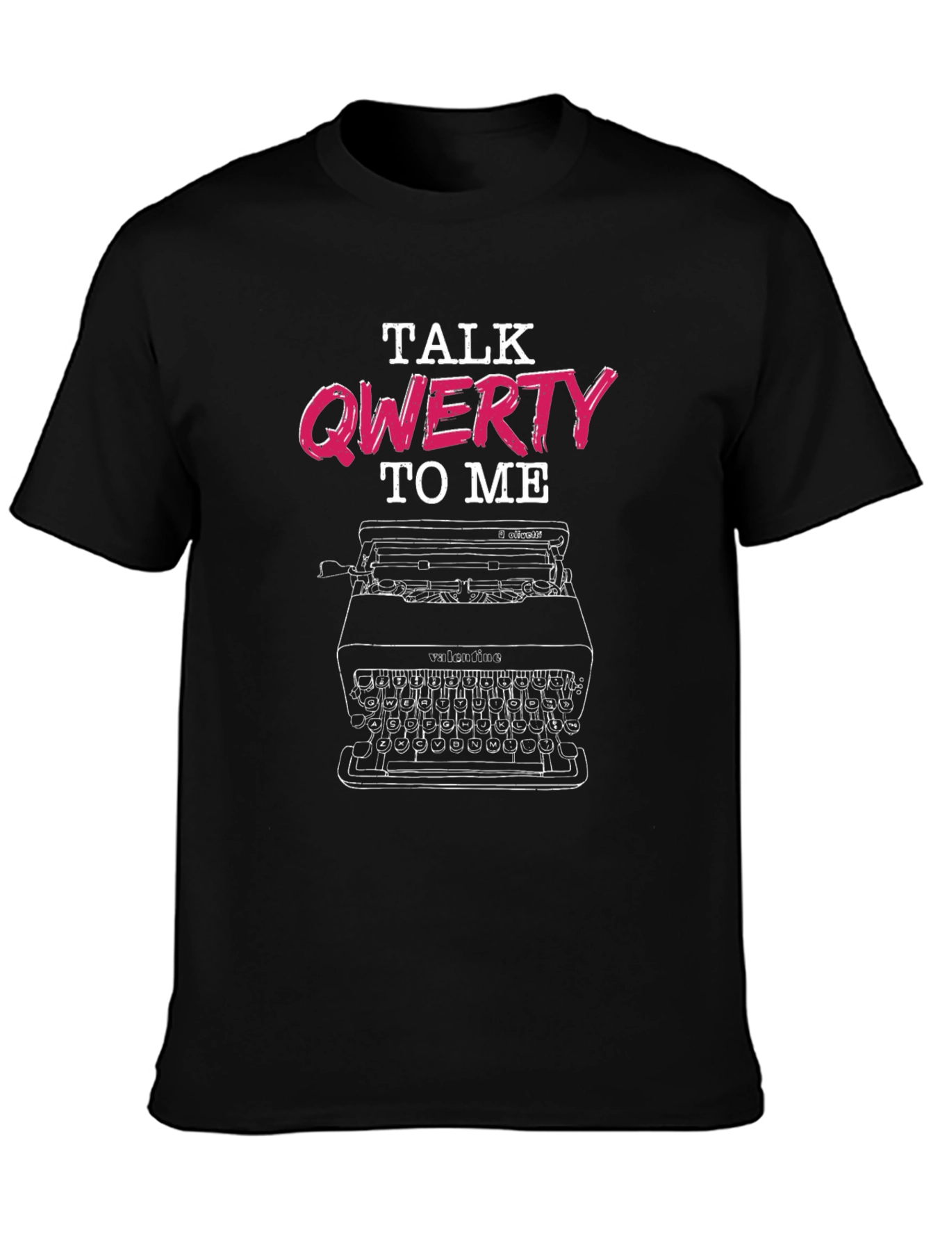 Black Talk Qwerty To Me T-Shirt - Typographic Design view 3