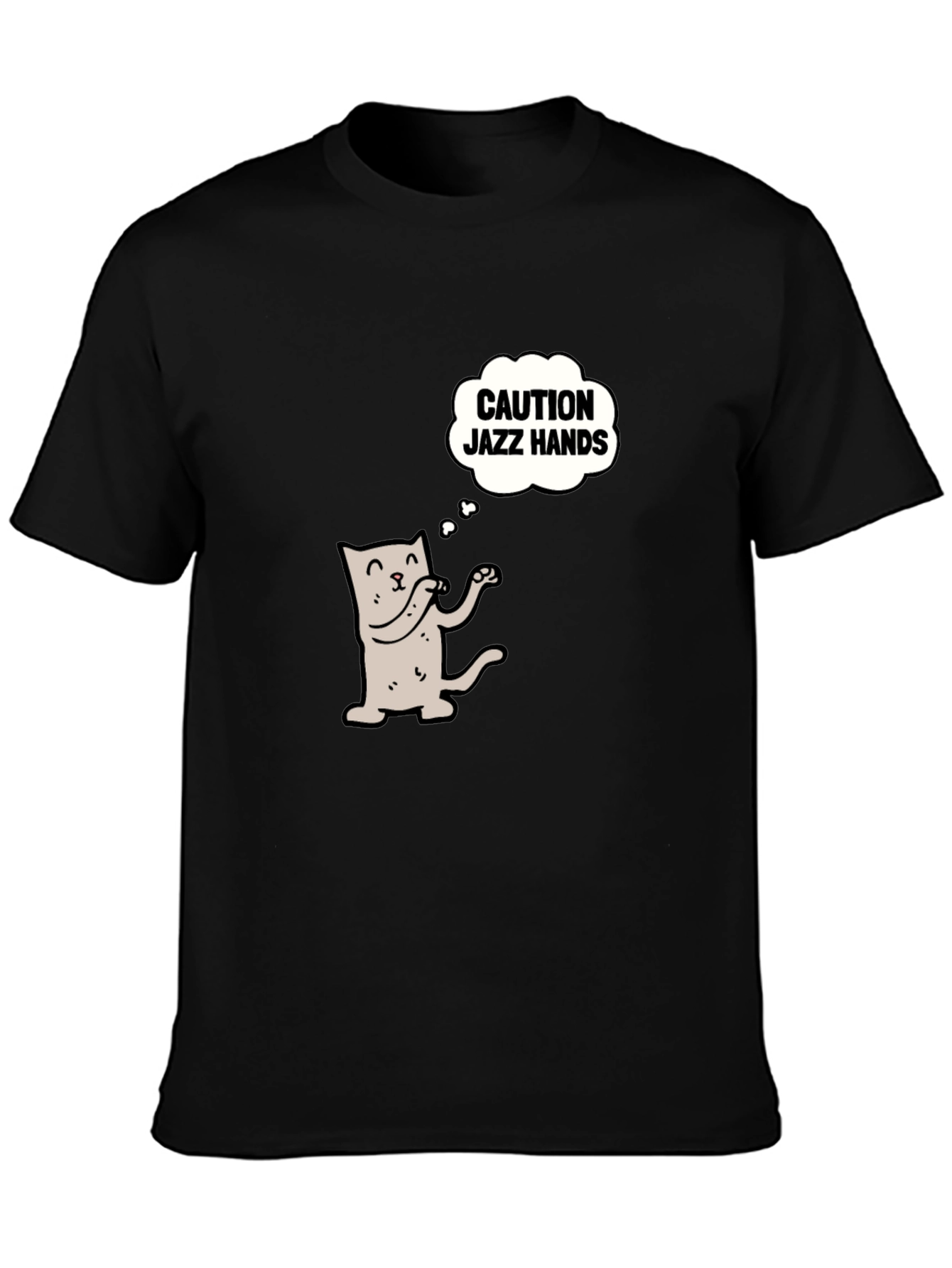 Black Caution Jazz Hands Cat Graphic Tee view 3