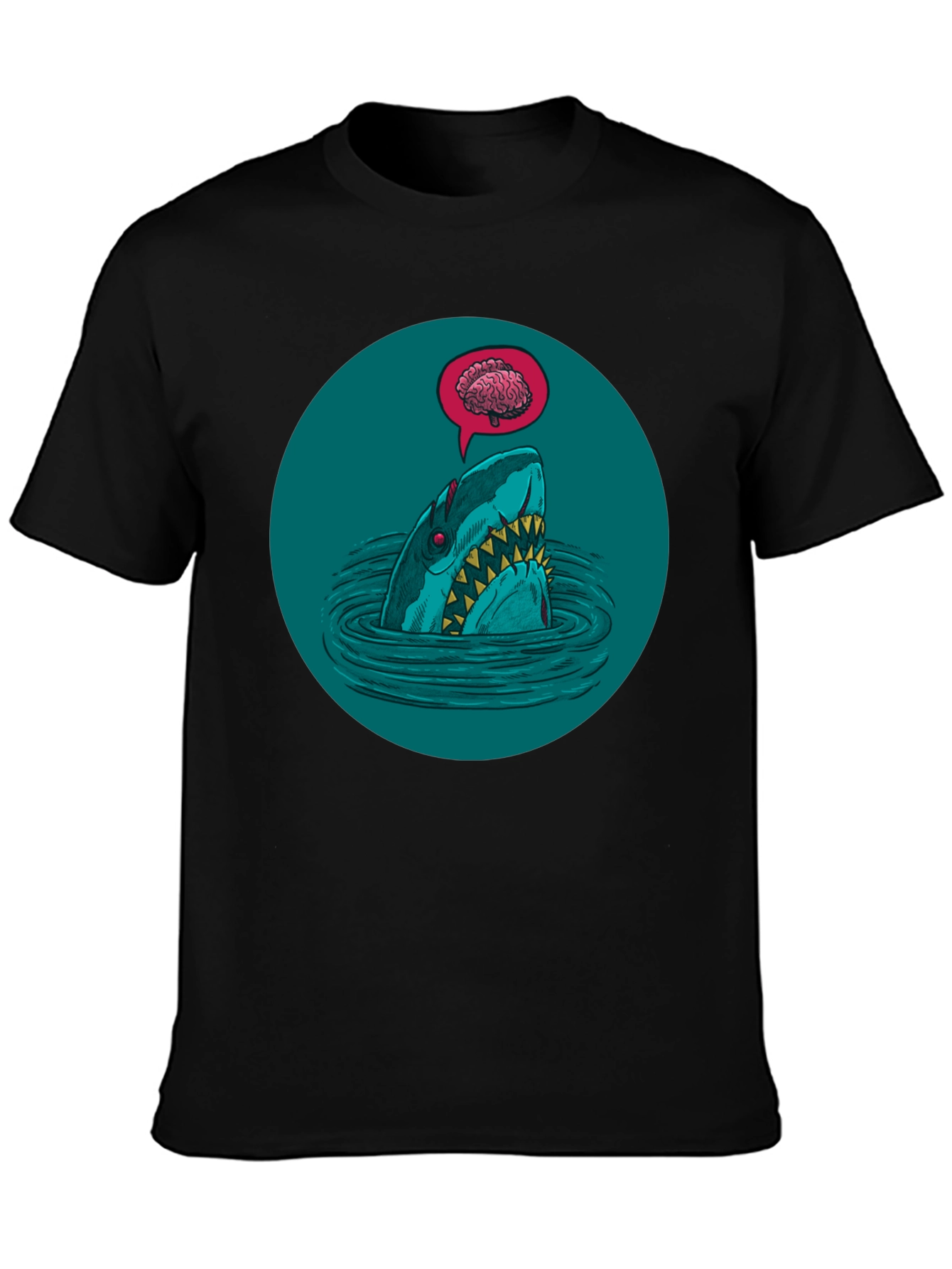 Black Shark Brain T-Shirt - Dark Humor Tee view 3