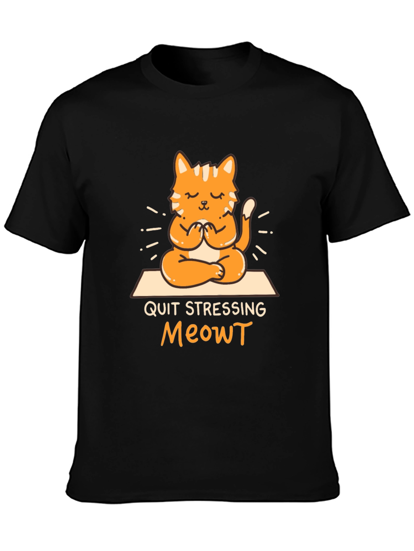 Black Quit Stressing Meowt T-Shirt view 3