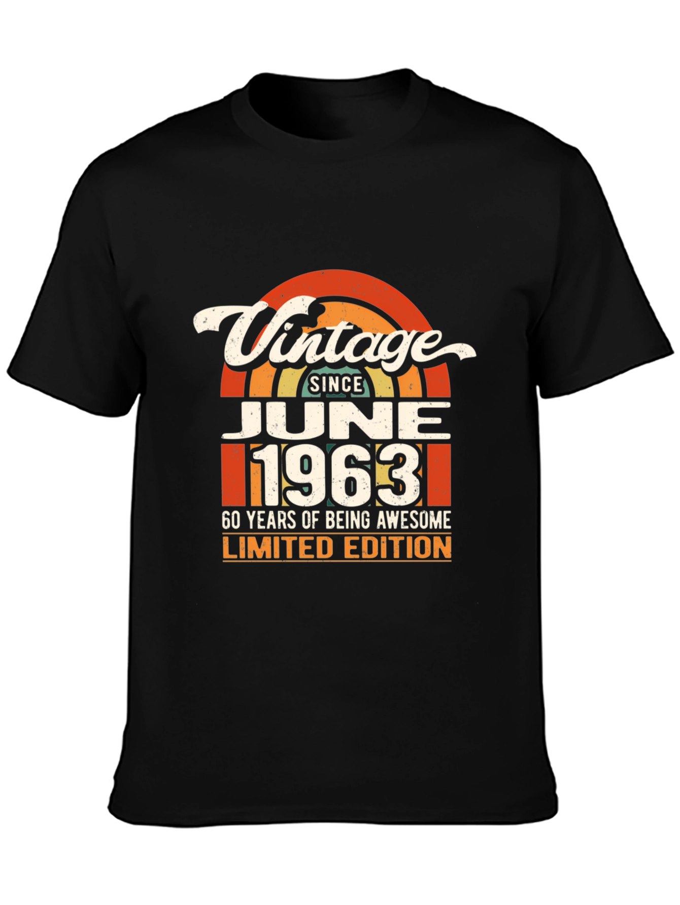 Black Vintage June 1963 60th Birthday Limited Edition T-Shirt view 3