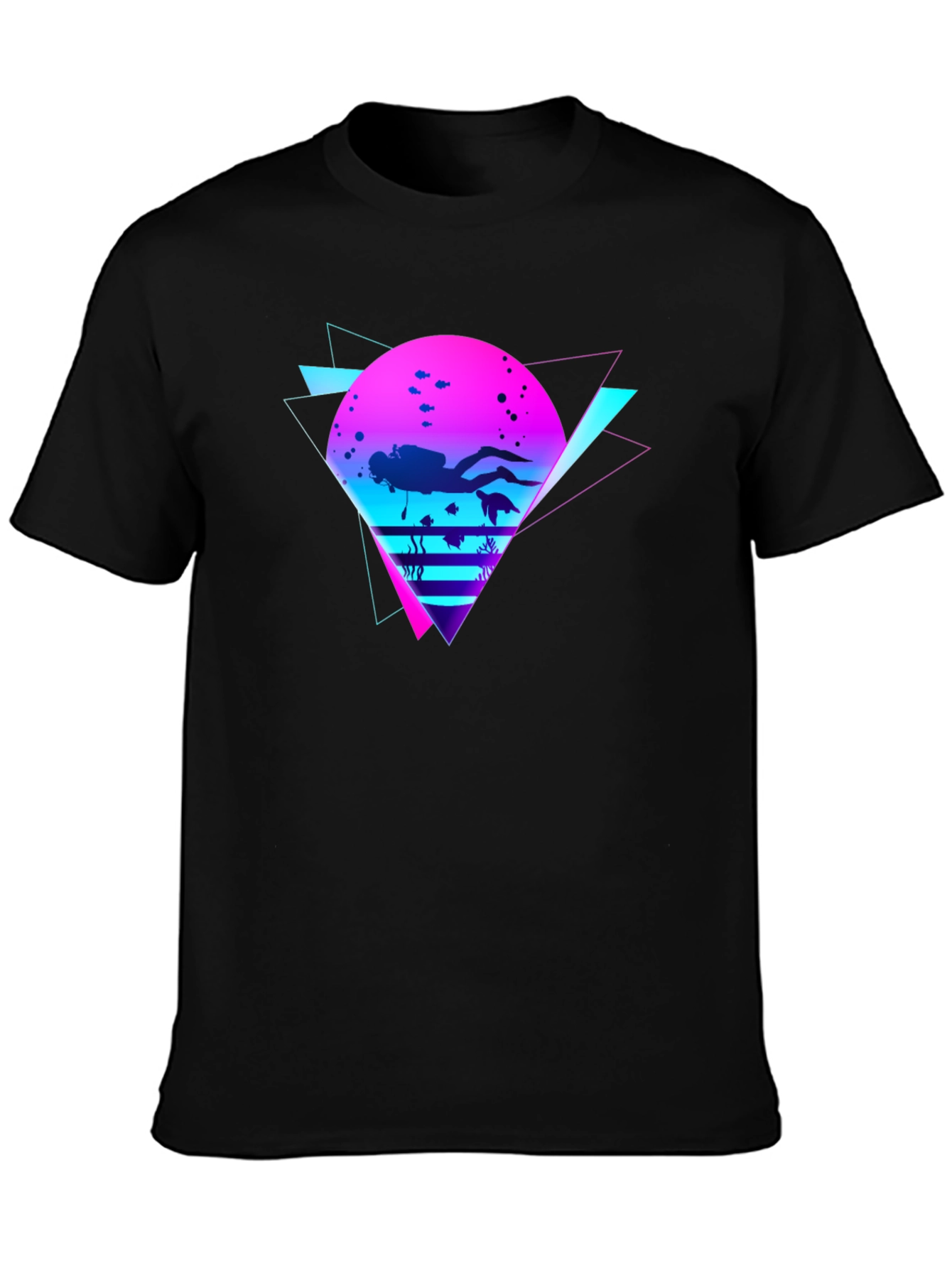 Black Retro Diver Graphic Tee - Black view 3