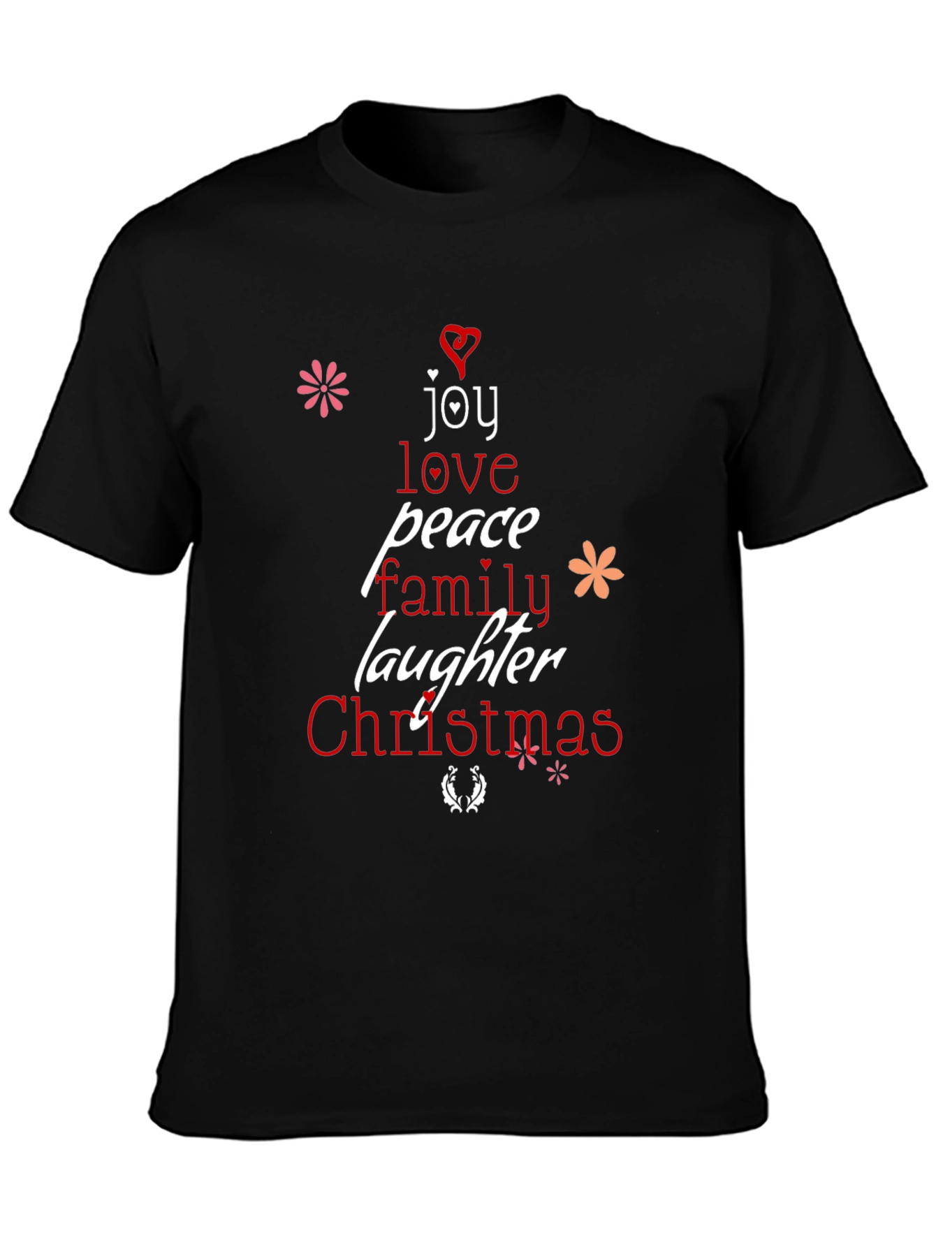 Black Joy Love Peace Christmas Graphic T-Shirt view 3