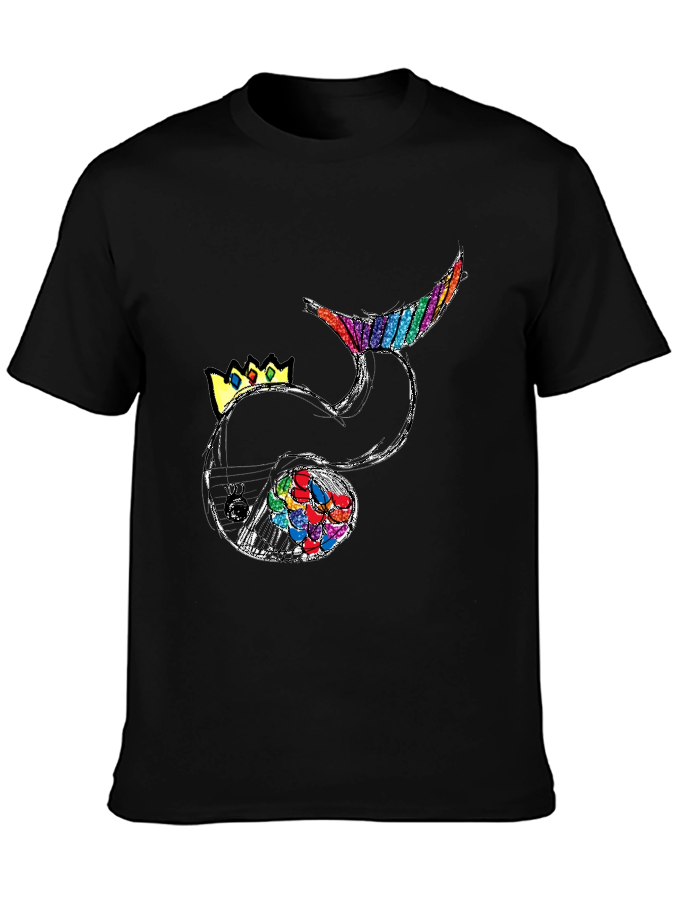 Black Whimsical Whale Graphic Tee - Black Cotton Blend view 3