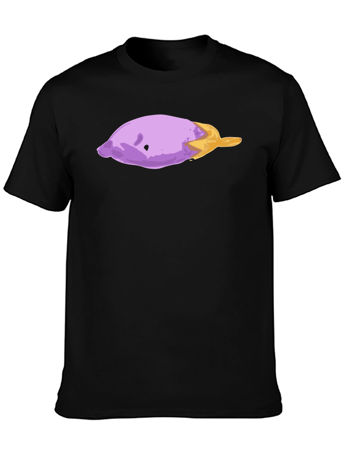 Eggplant Art Graphic T-Shirt - Casual Black Tee - 3