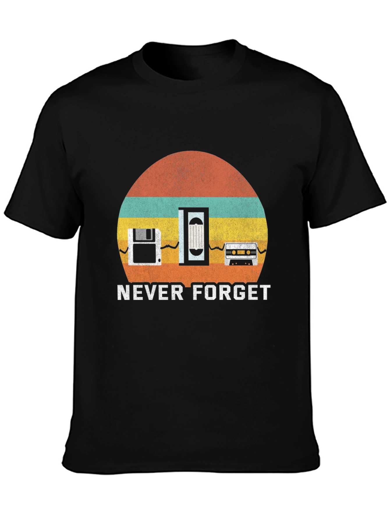 Black Retro 'Never Forget' Tech T-Shirt view 3