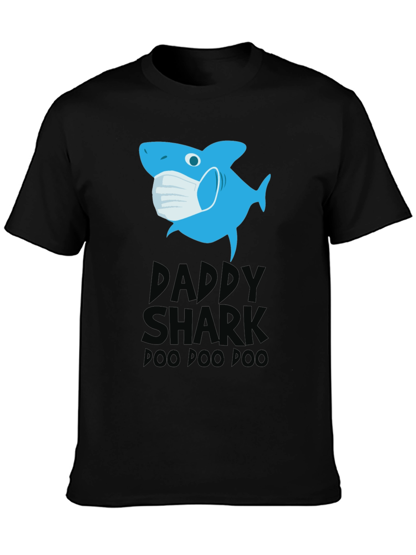 Black Daddy Shark Mask T-Shirt, Doo Doo Doo view 3