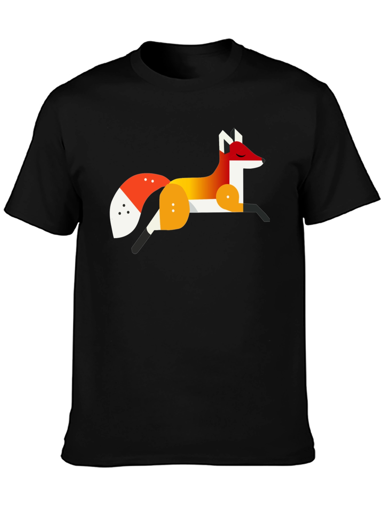 Black Geometric Fox Graphic Tee - Stylish Men's Black T-Shirt view 3