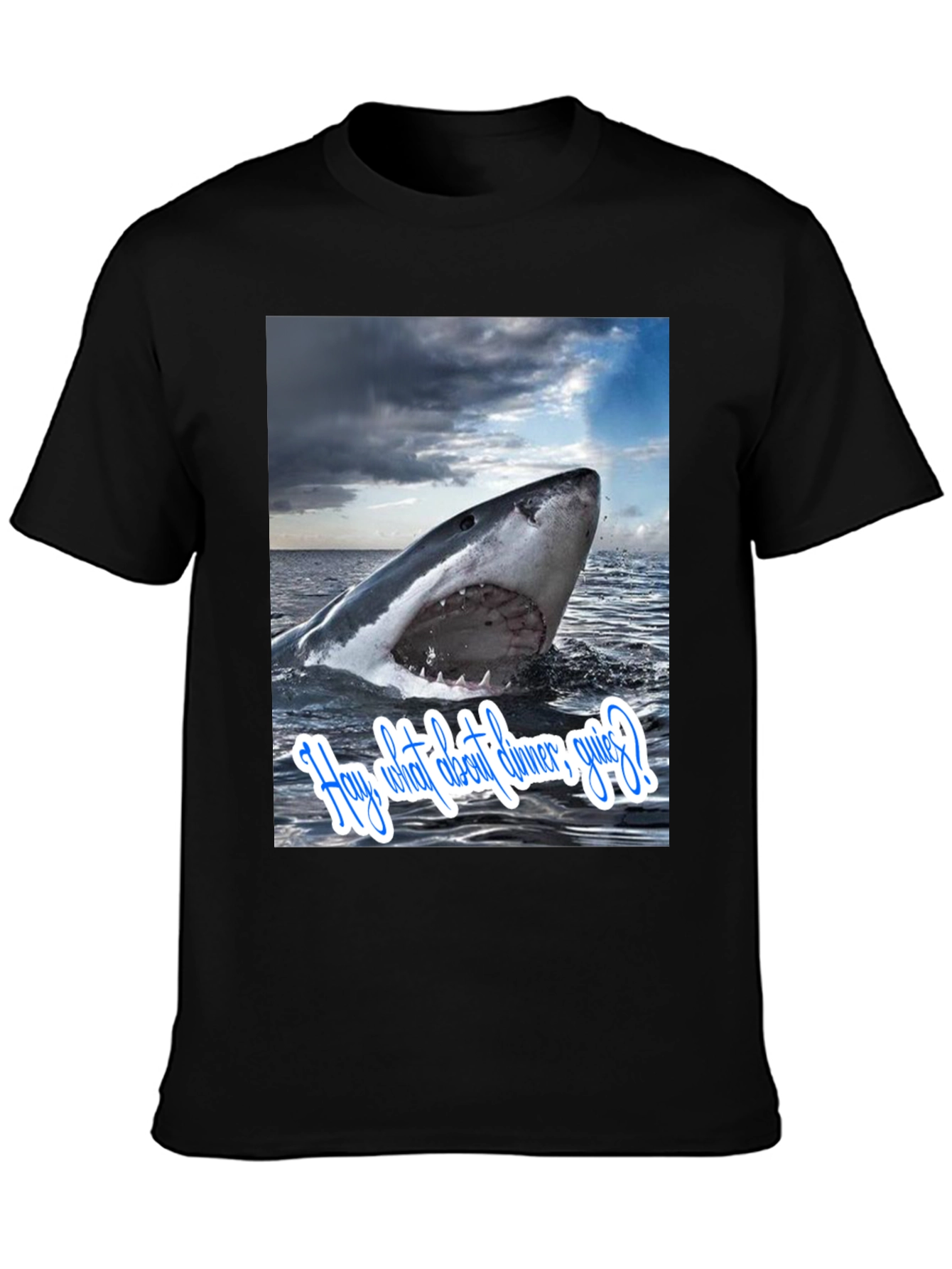 Black Shark Dinner T-Shirt - Funny Ocean Lover Tee view 3