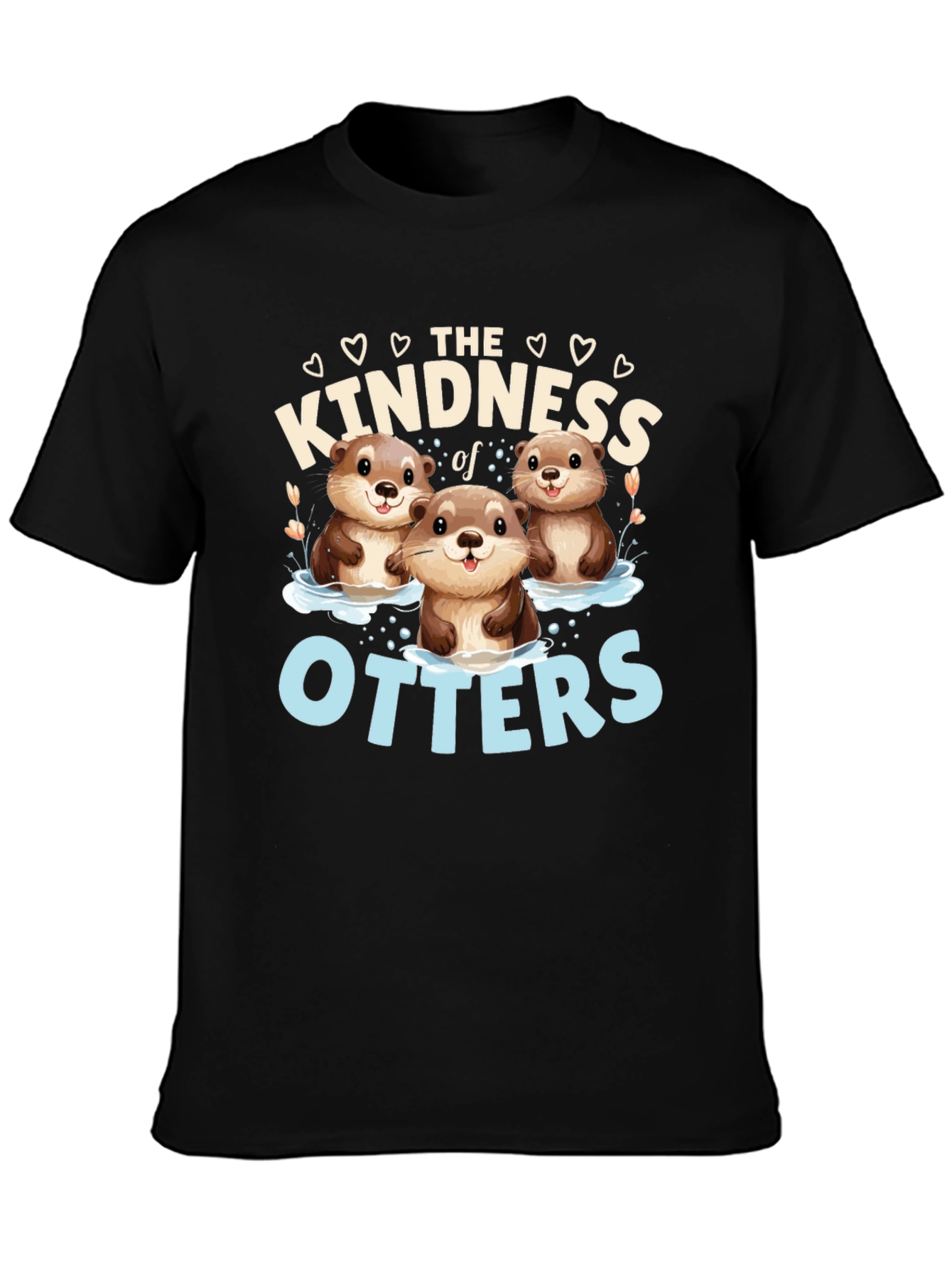 Black Kindness of Otters Graphic Tee - Unisex Soft Cotton view 3