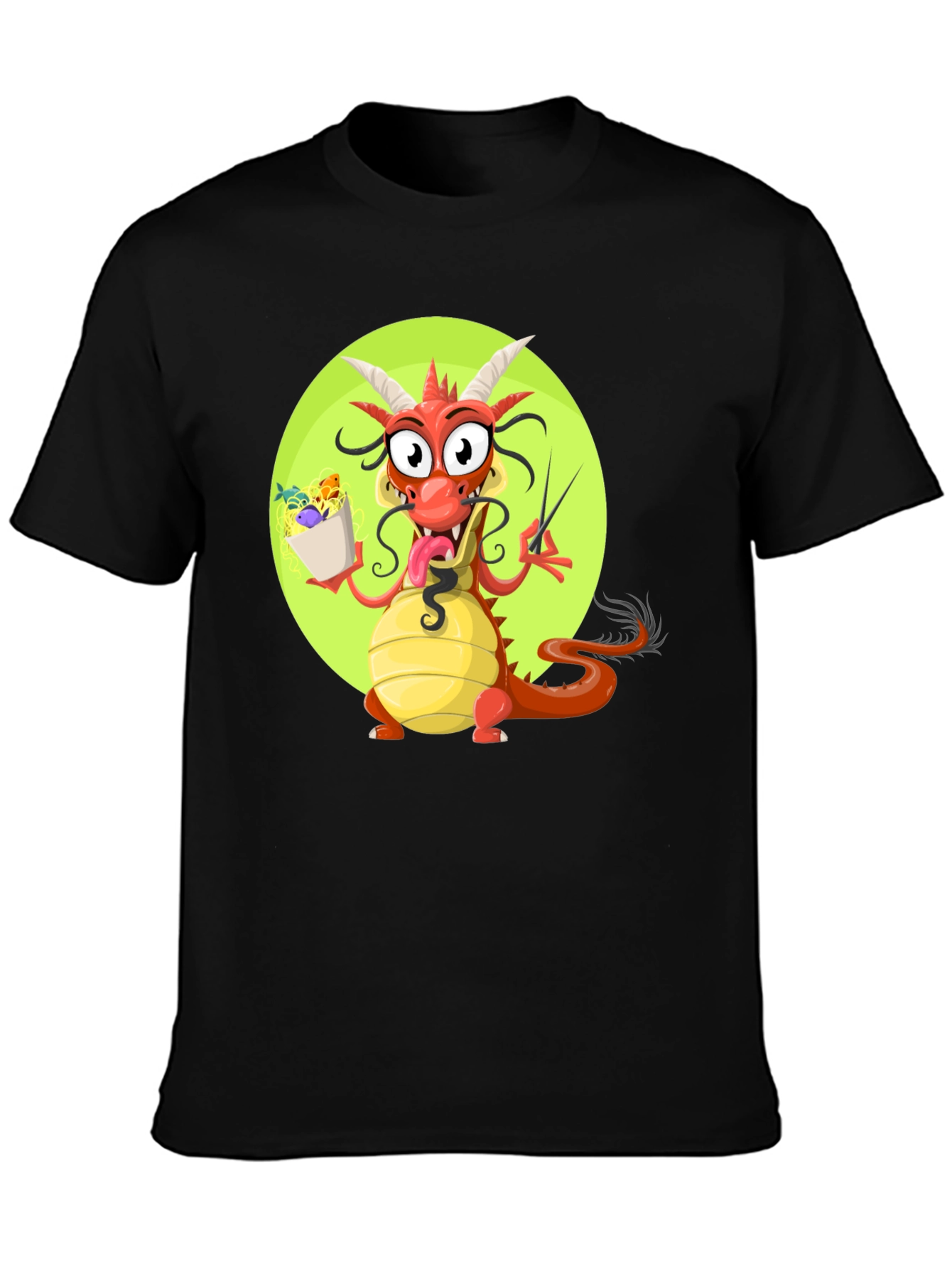 Black Funny Dragon Ramen T-Shirt view 3