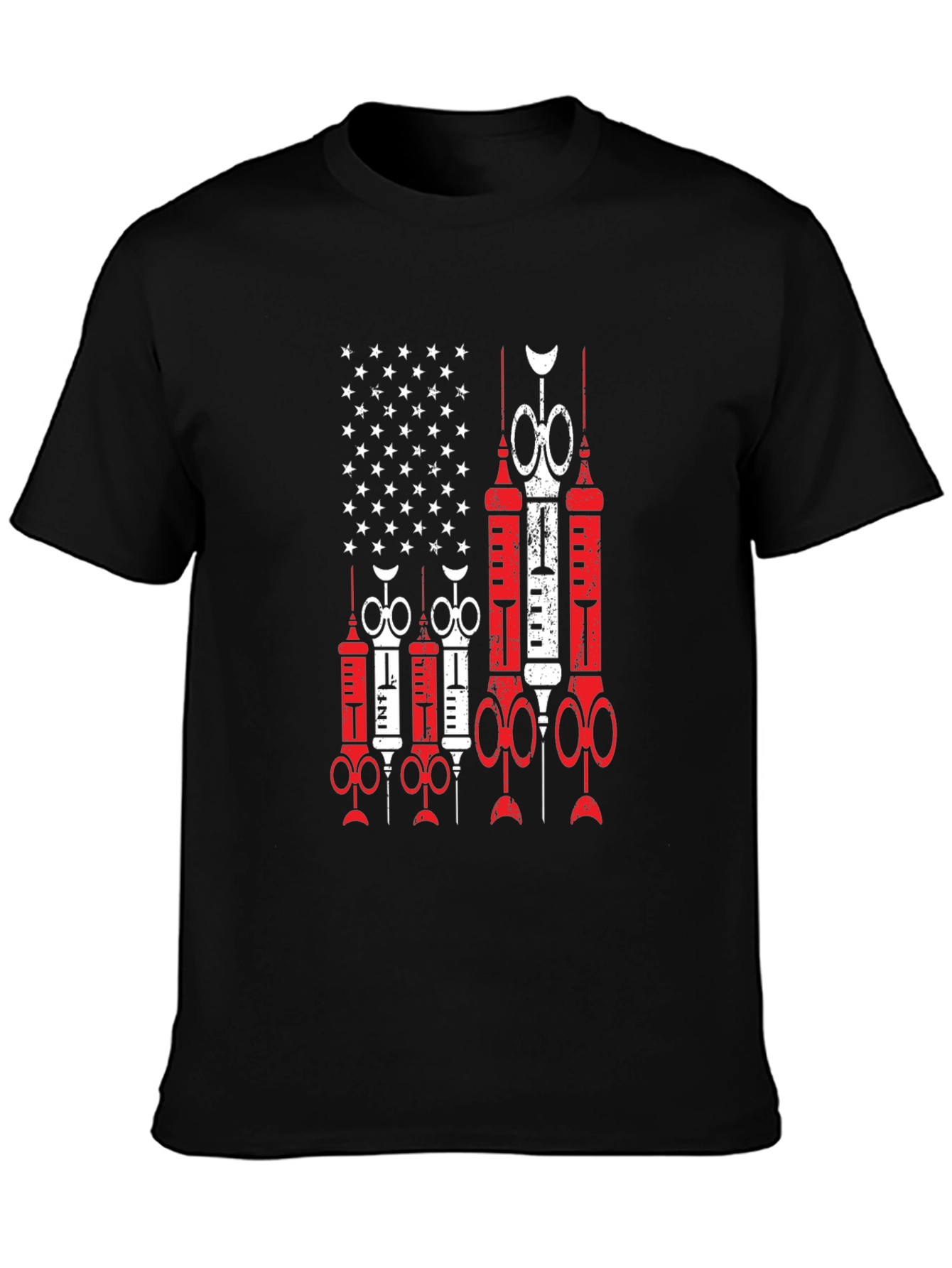 Black Novelty Graphic Tee: Patriotic Vaccine Design view 3
