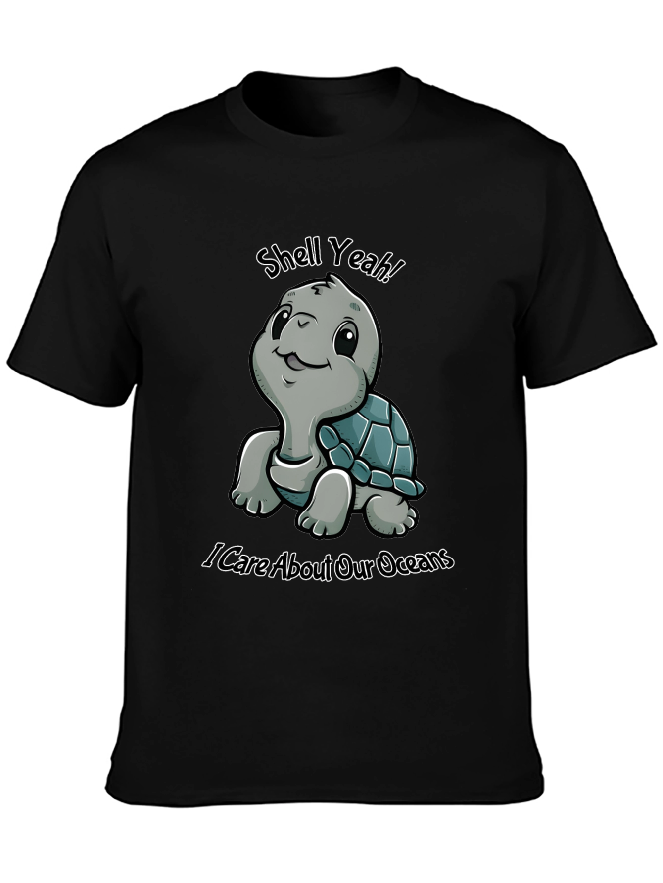 Black Shell Yeah! Ocean Conservation Graphic T-Shirt view 3