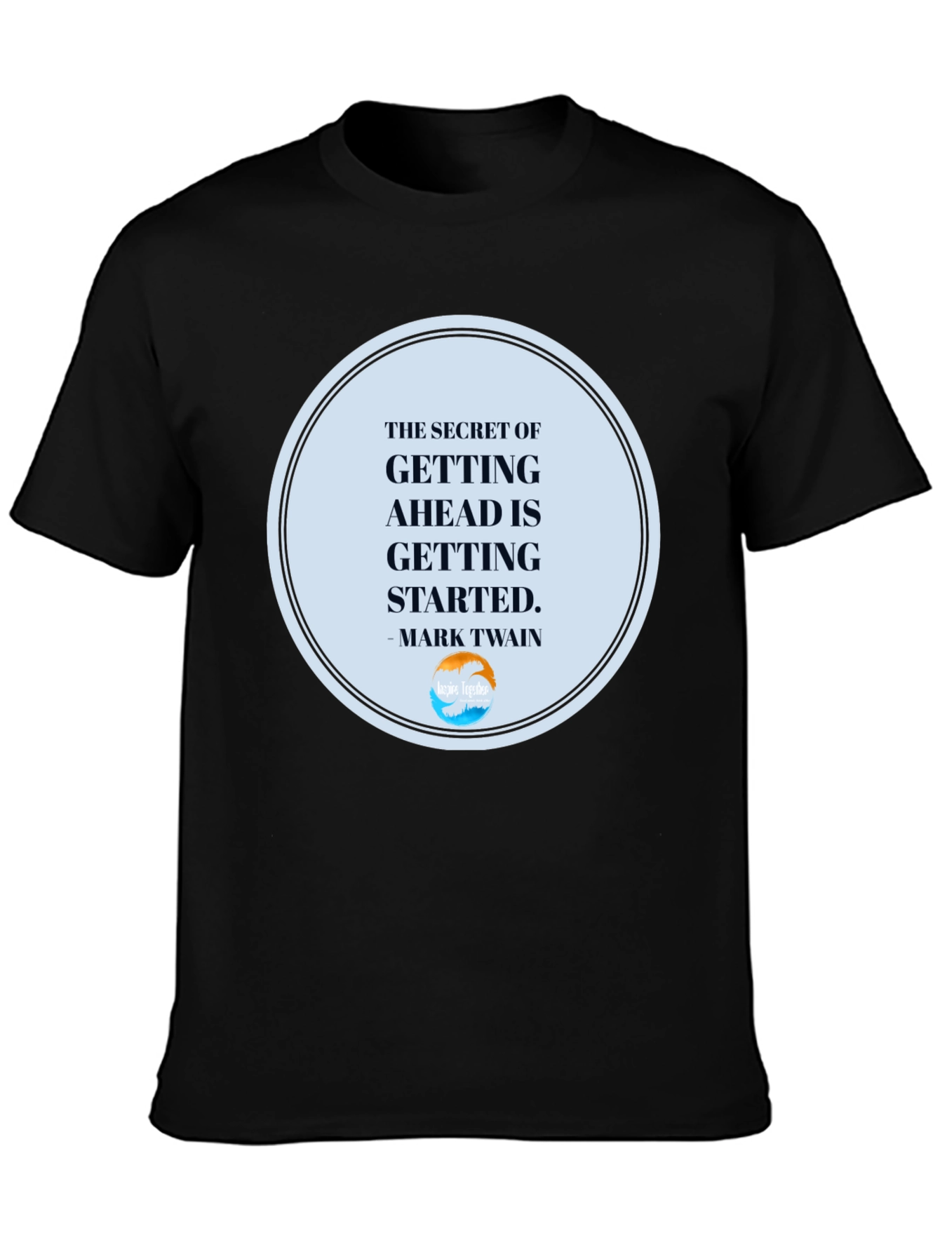 Black Inspirational T-Shirt: "Getting Ahead" Quote view 3