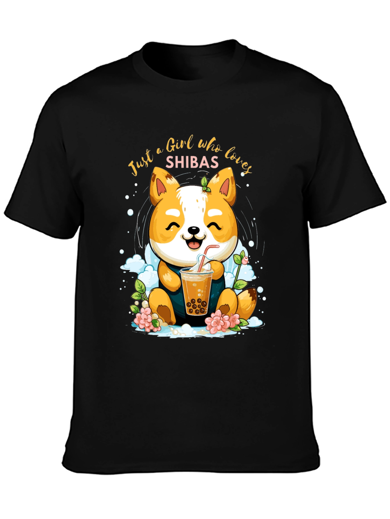 Black Girl Who Loves Shibas T-Shirt view 3