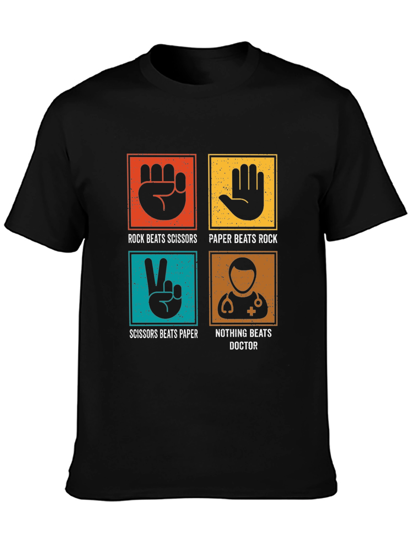 Black Rock Paper Scissors Doctor Tee - Funny Medical T-Shirt view 3