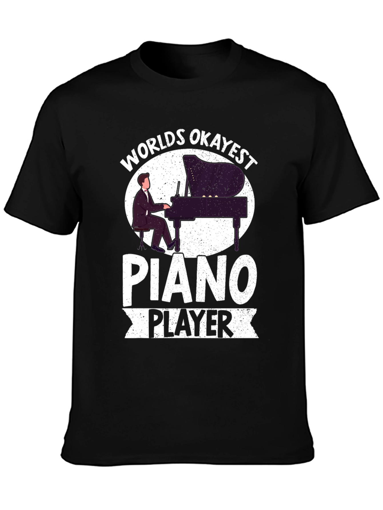 Black Worlds Okayest Piano Player Graphic T-Shirt view 3