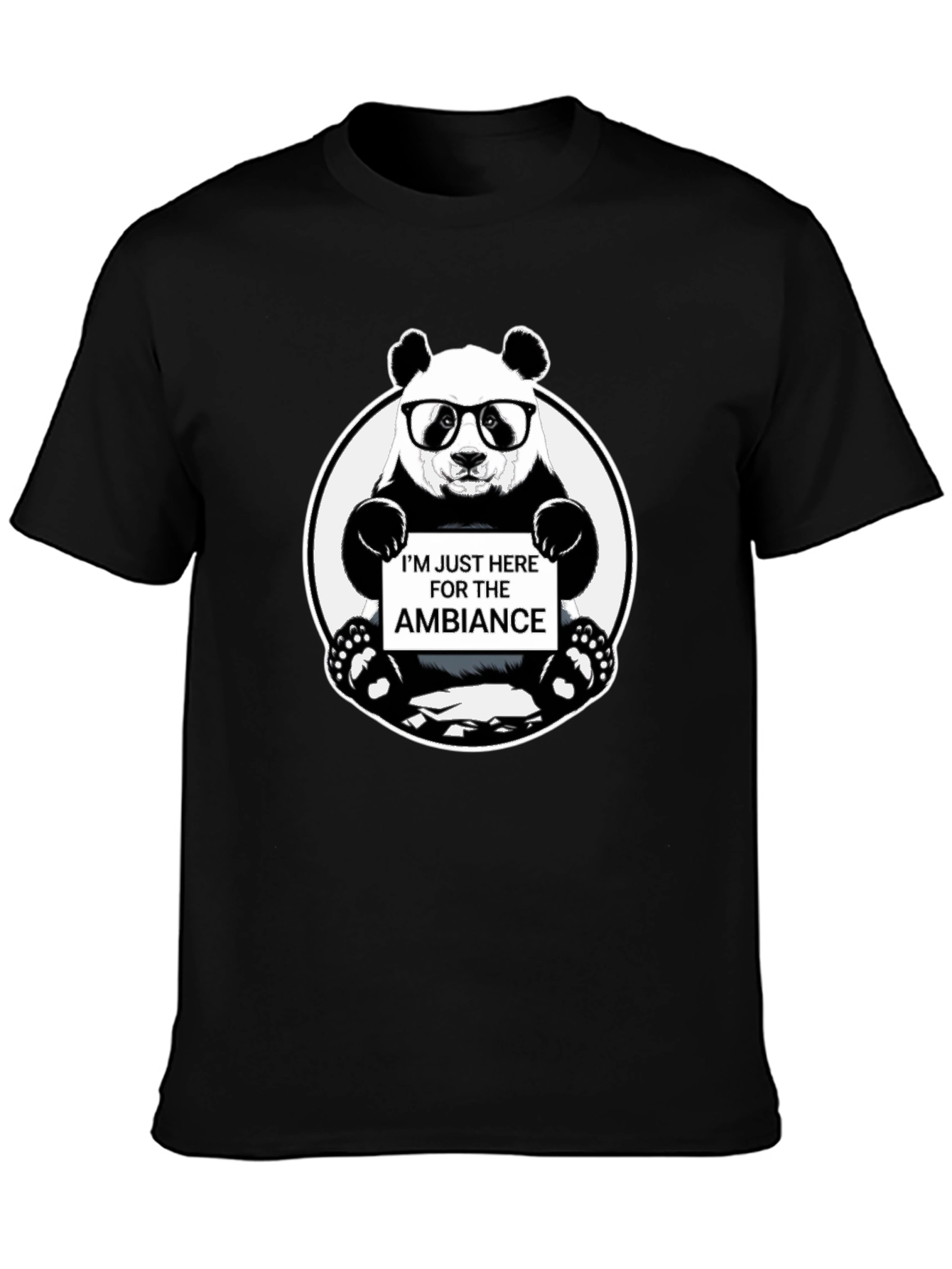 Black Funny Panda 'Ambiance' Graphic Print Black T-Shirt view 3