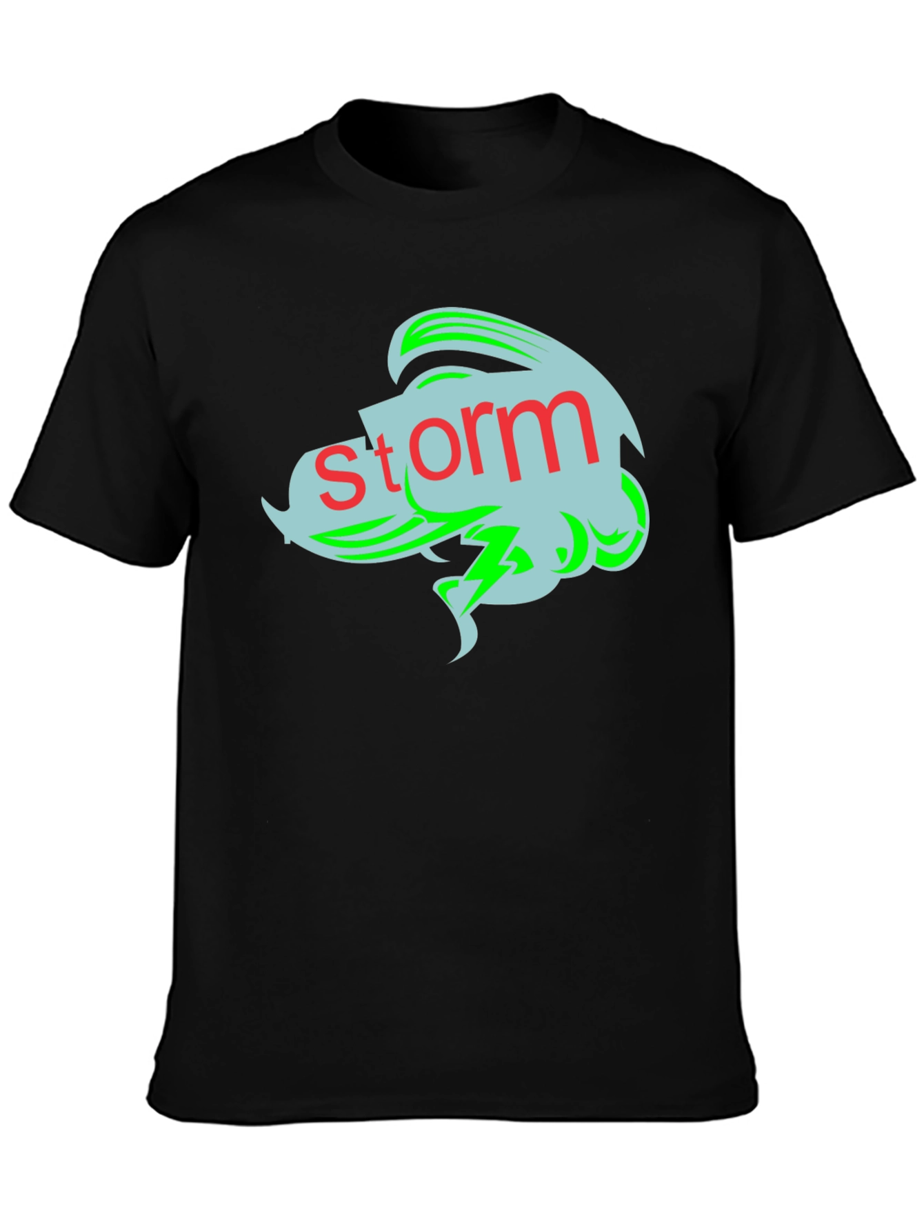 Black Storm Graphic Tee - Black Cotton T-Shirt view 3