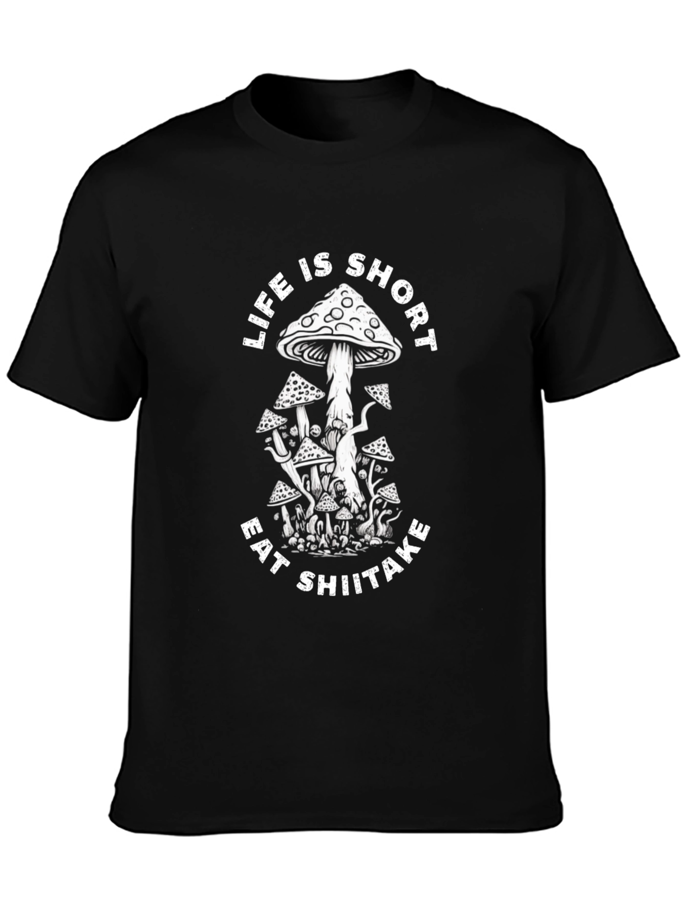 Black Life is Short Eat Shiitake T-Shirt - Black view 3
