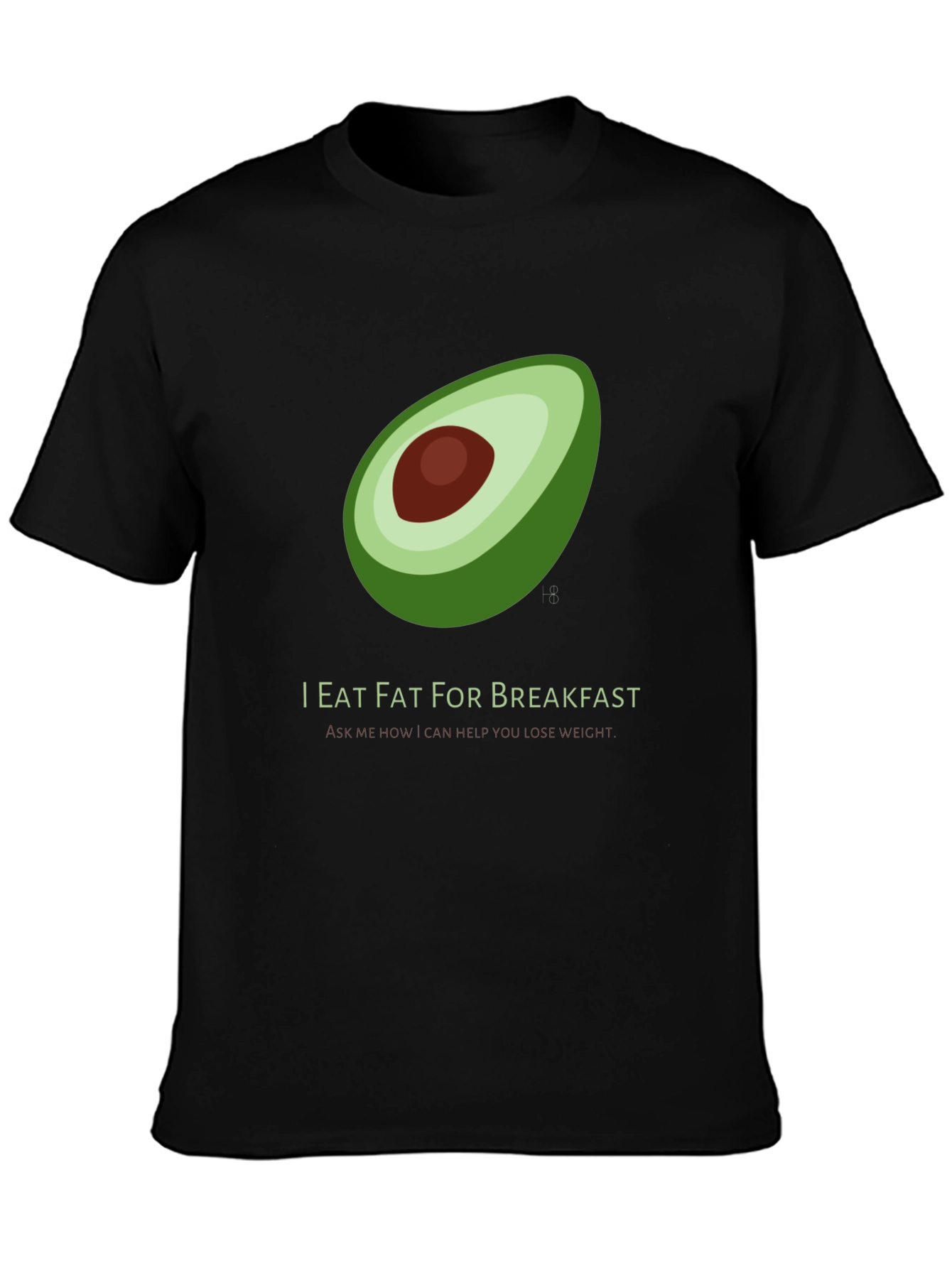 Black I Eat Fat for Breakfast T-Shirt - Avocado Graphic view 3