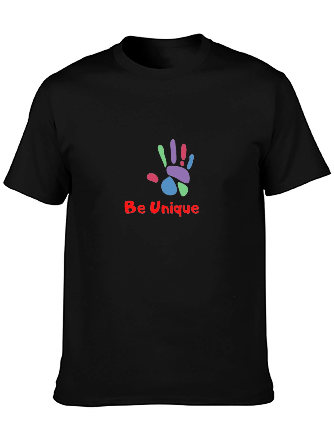 Black Unique Handprint Graphic Tee - Stylish Black T-Shirt view 3