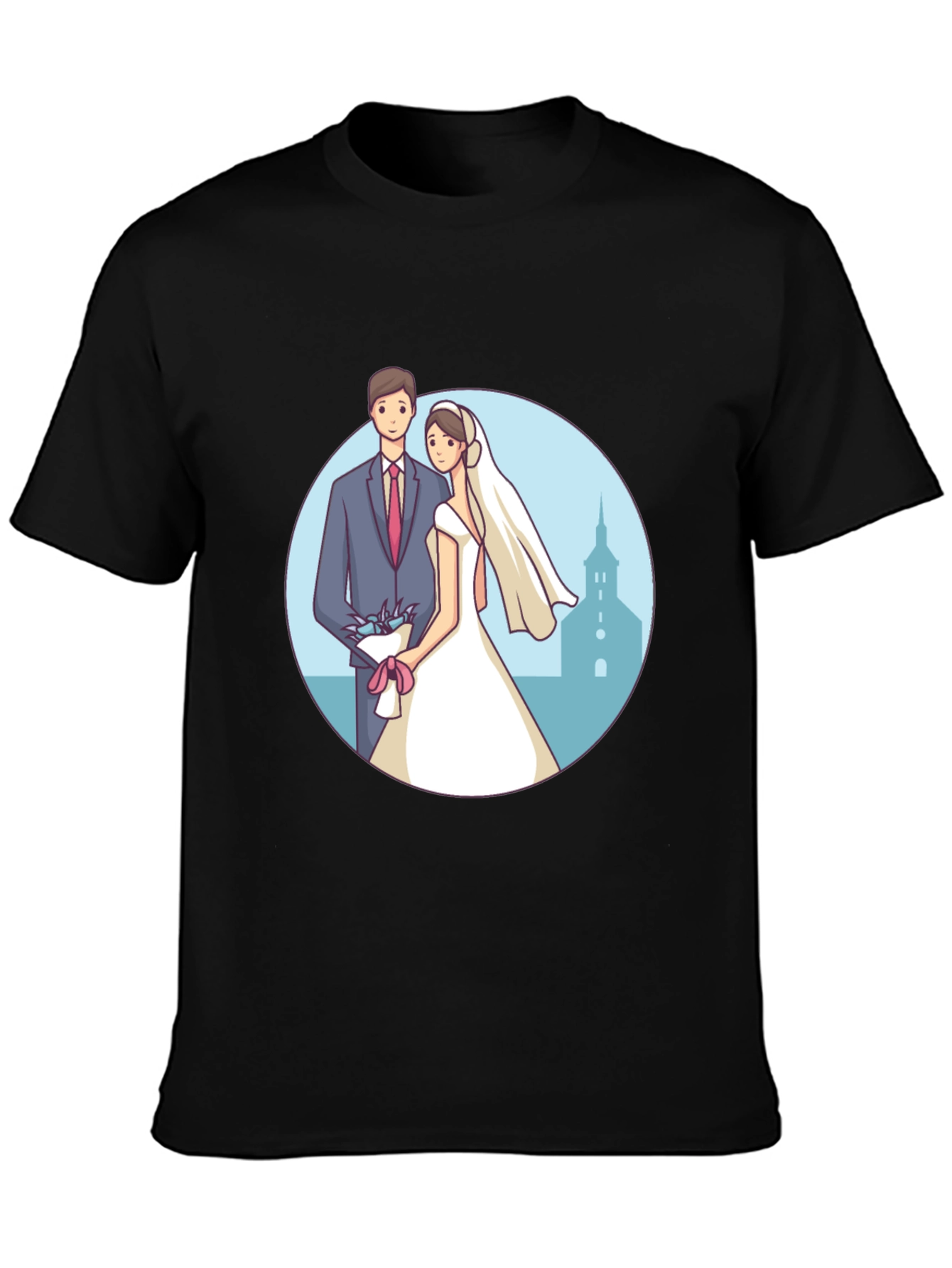 Wedding Couple Graphic Tee - Romantic Black T-Shirt - 3