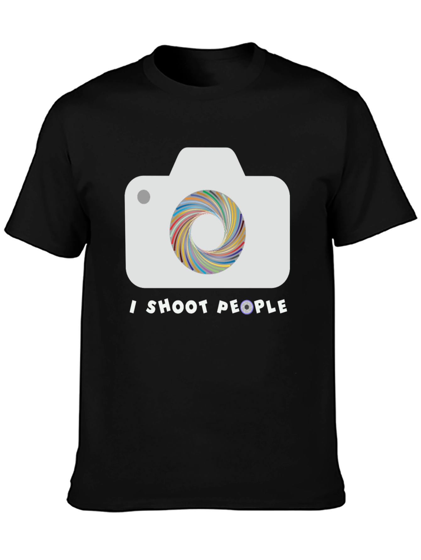Black I Shoot People Camera T-Shirt - Photographer Tee view 3
