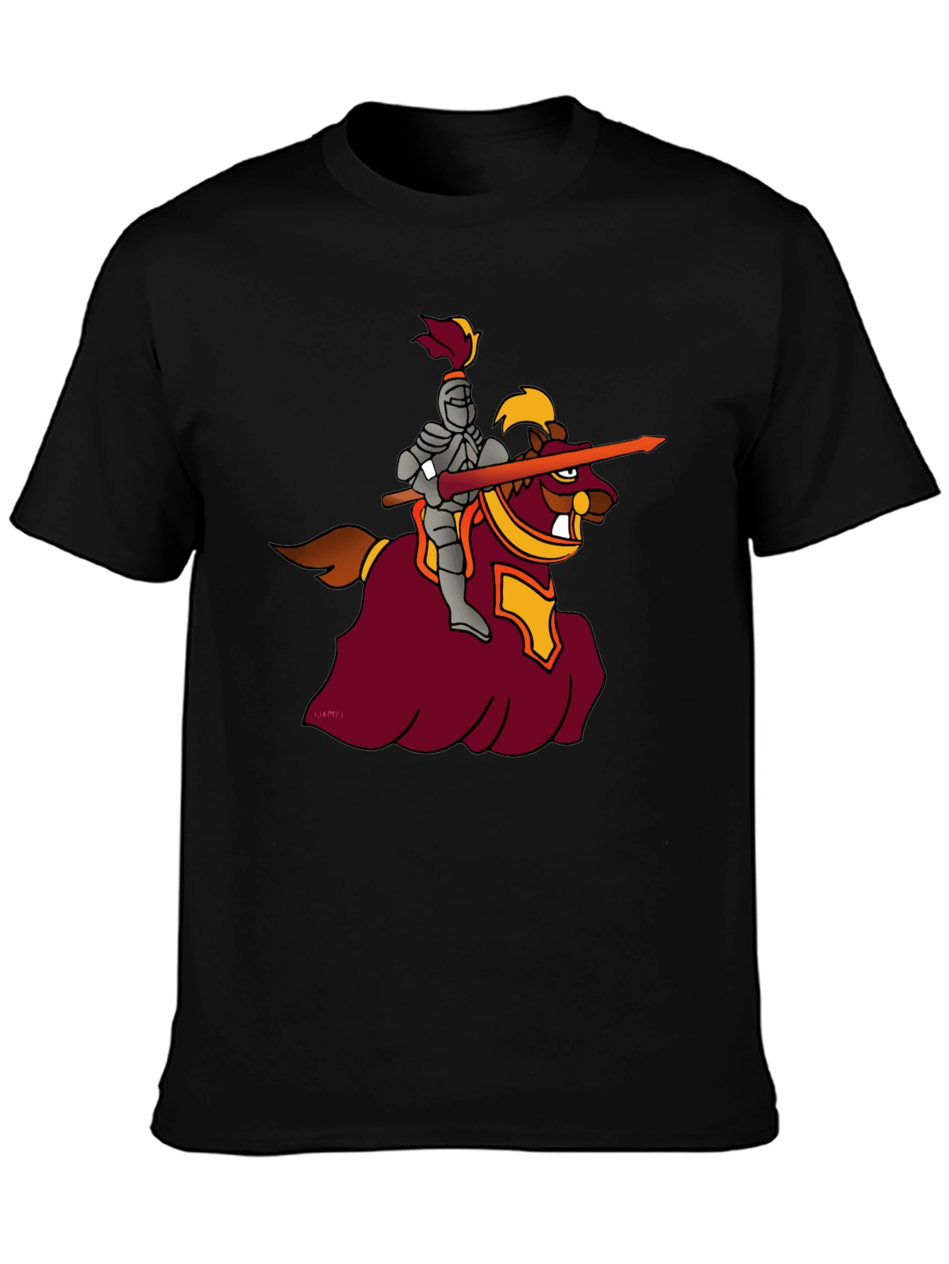 Black Knight on Horseback Graphic Black T-Shirt view 3