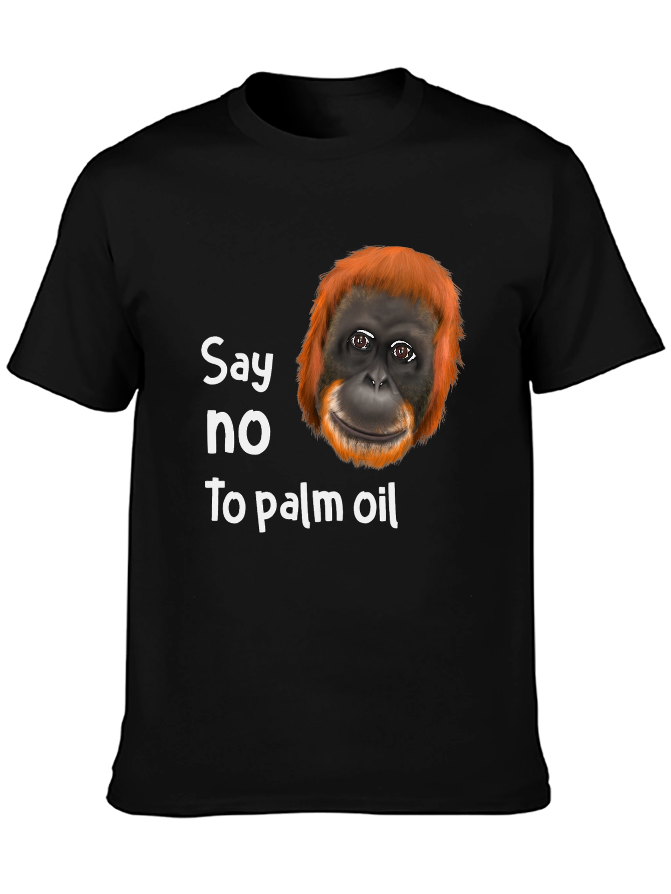 Black Say No to Palm Oil T-Shirt - Orangutan Design view 3