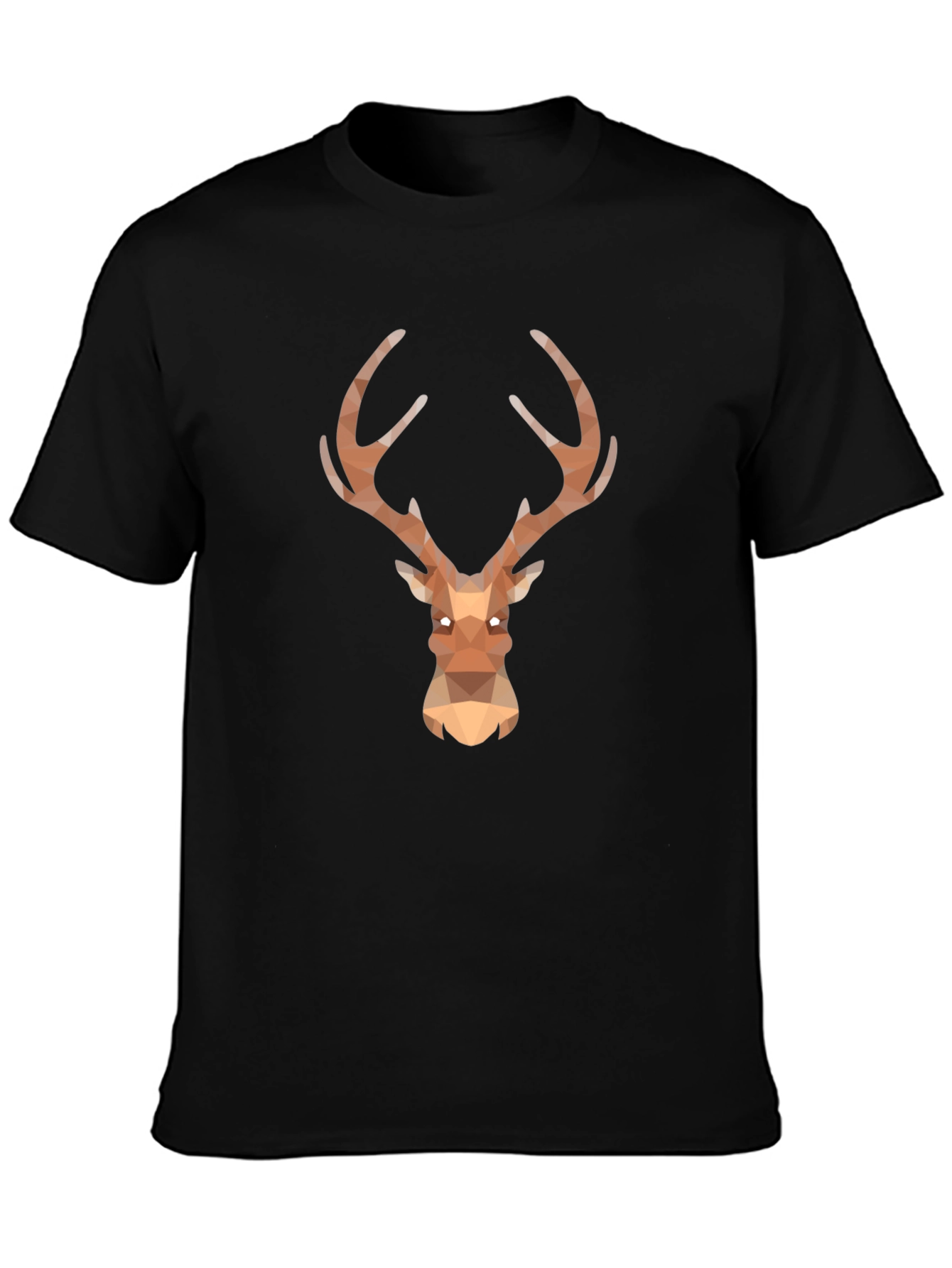 Black Geometric Deer Head Black T-Shirt view 3