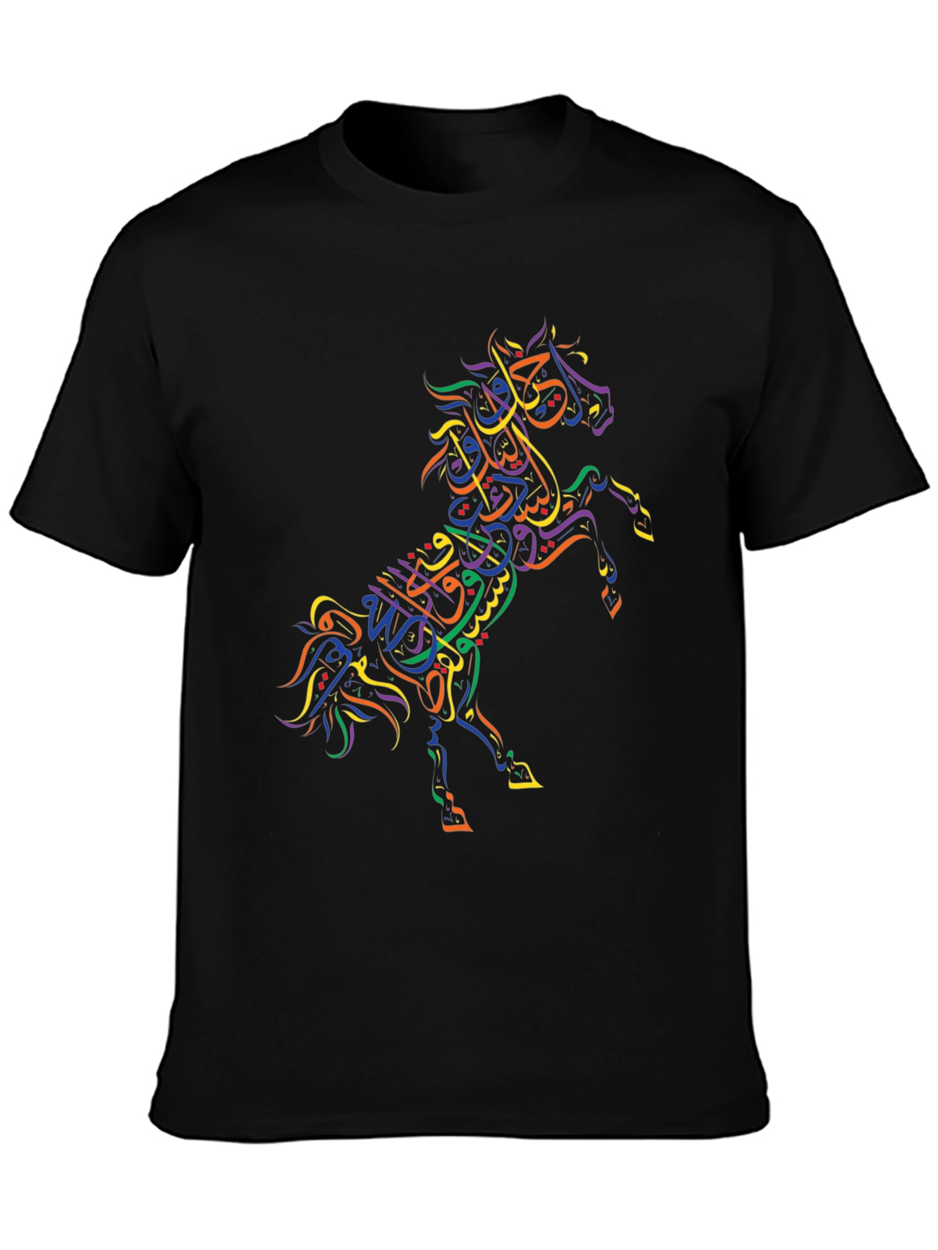 Black Calligraphic Horse Graphic T-Shirt view 3
