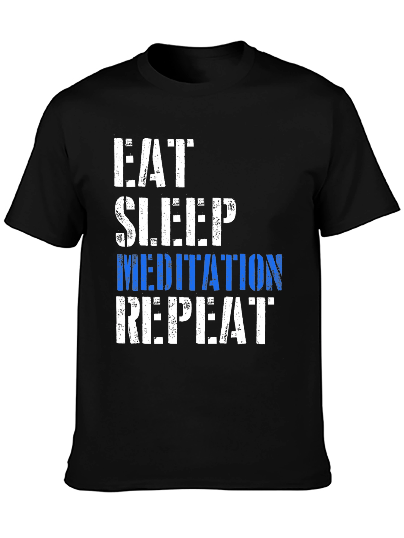 Black Eat Sleep Meditation Repeat Graphic T-Shirt view 3