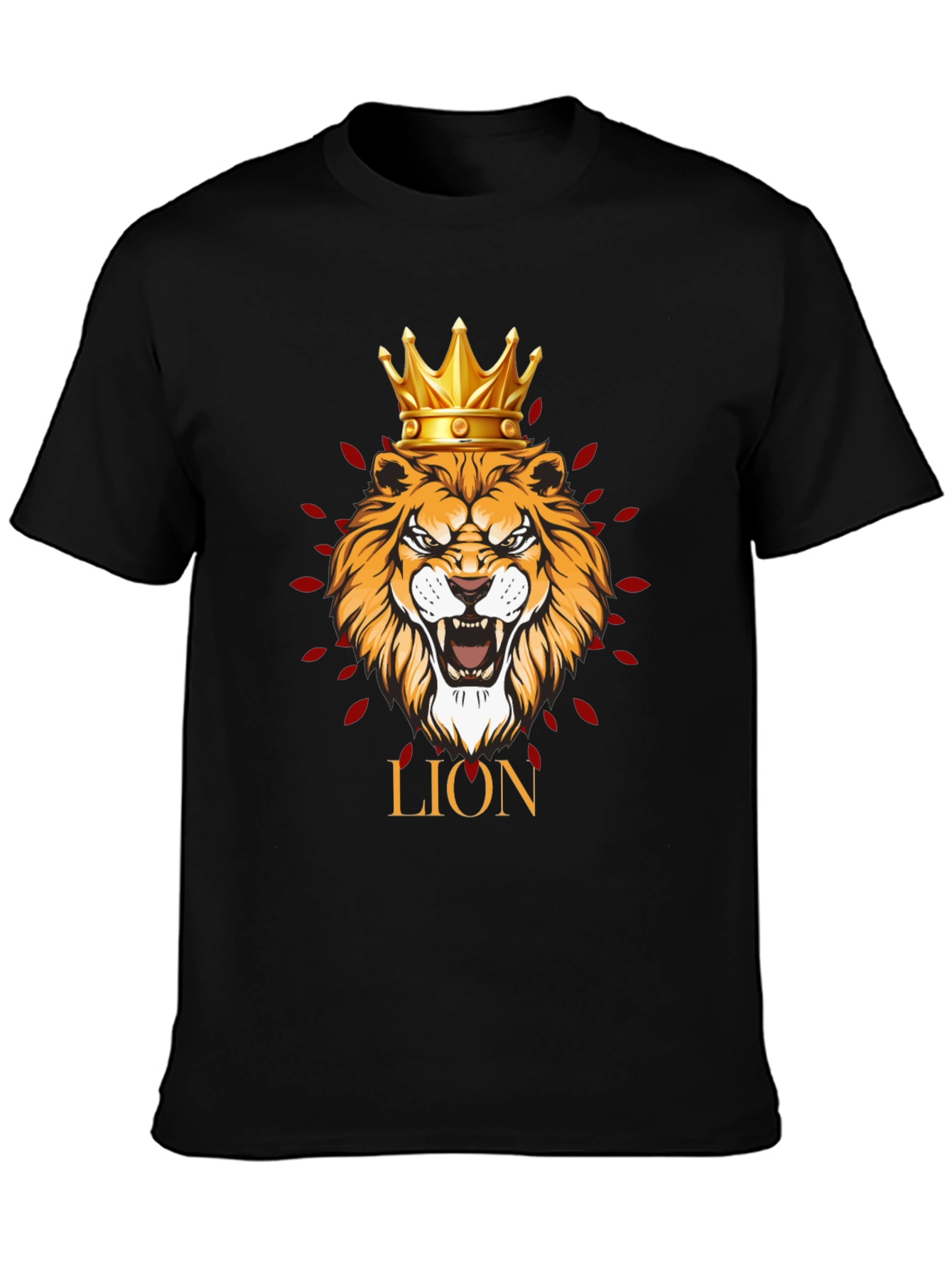 Black Lion King Graphic Print Men's Black T-Shirt view 3