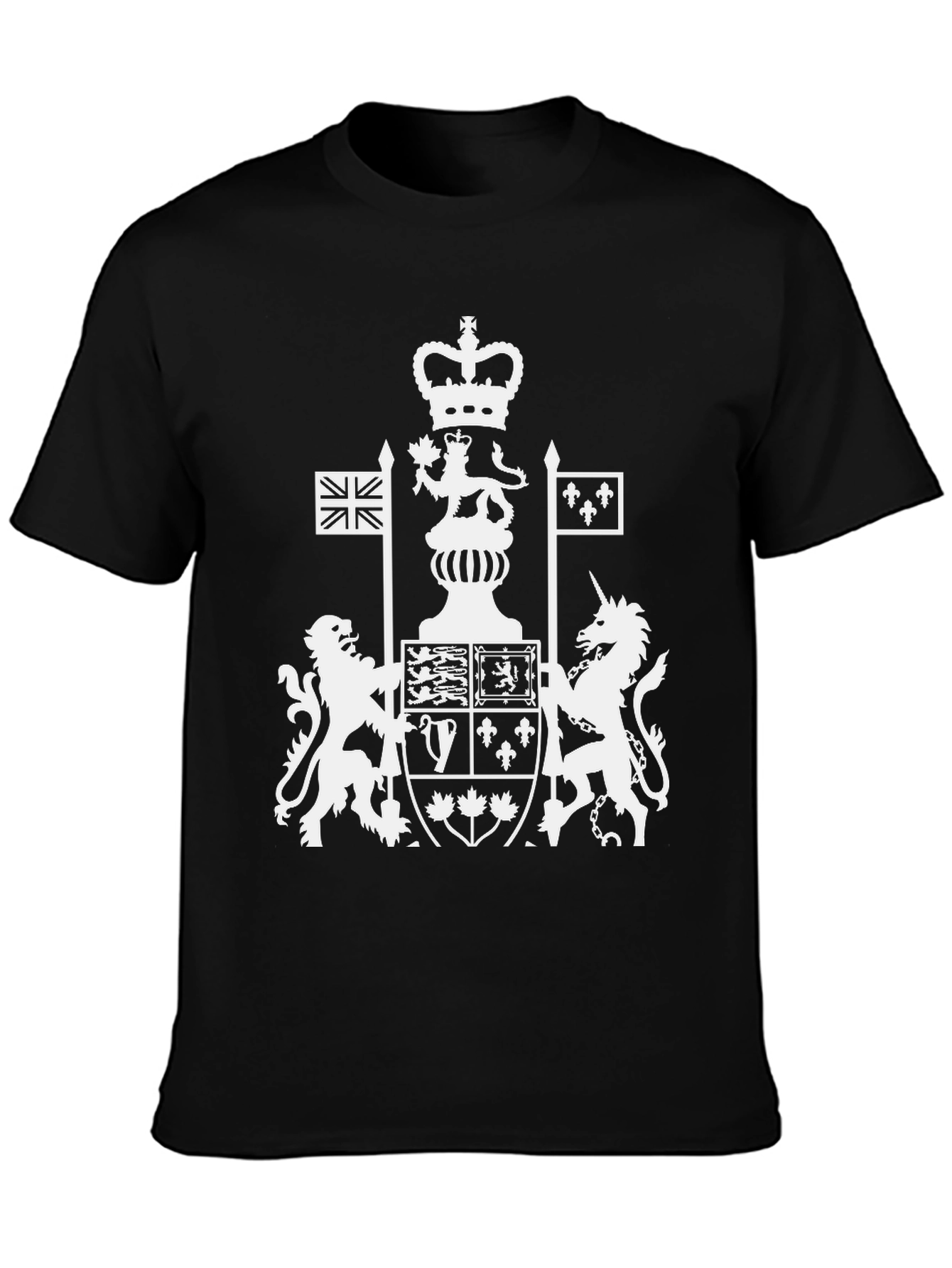 Black Black T-Shirt with White Royal Coat of Arms Graphic view 3