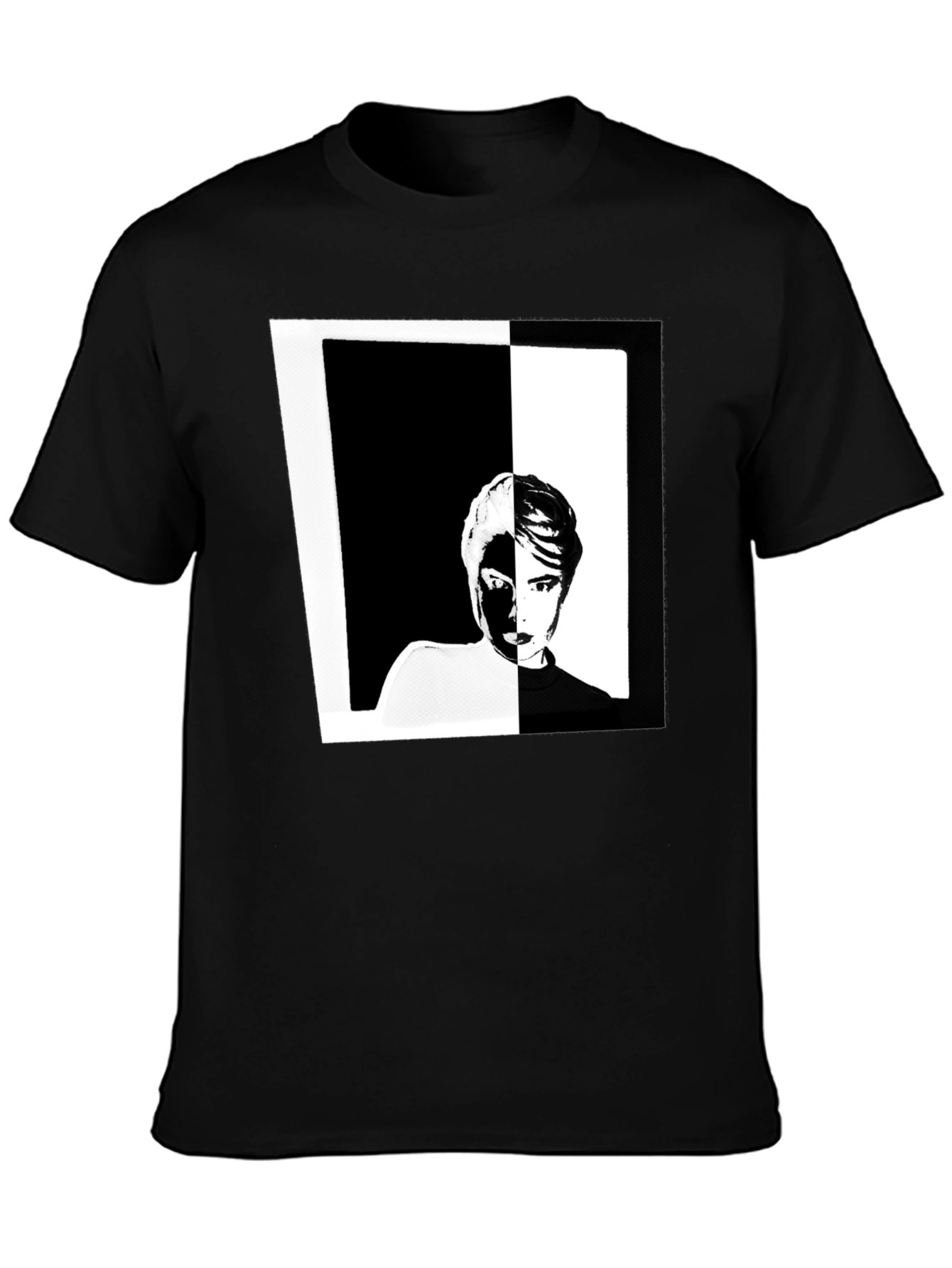Black Abstract Face Graphic Black T-Shirt view 3