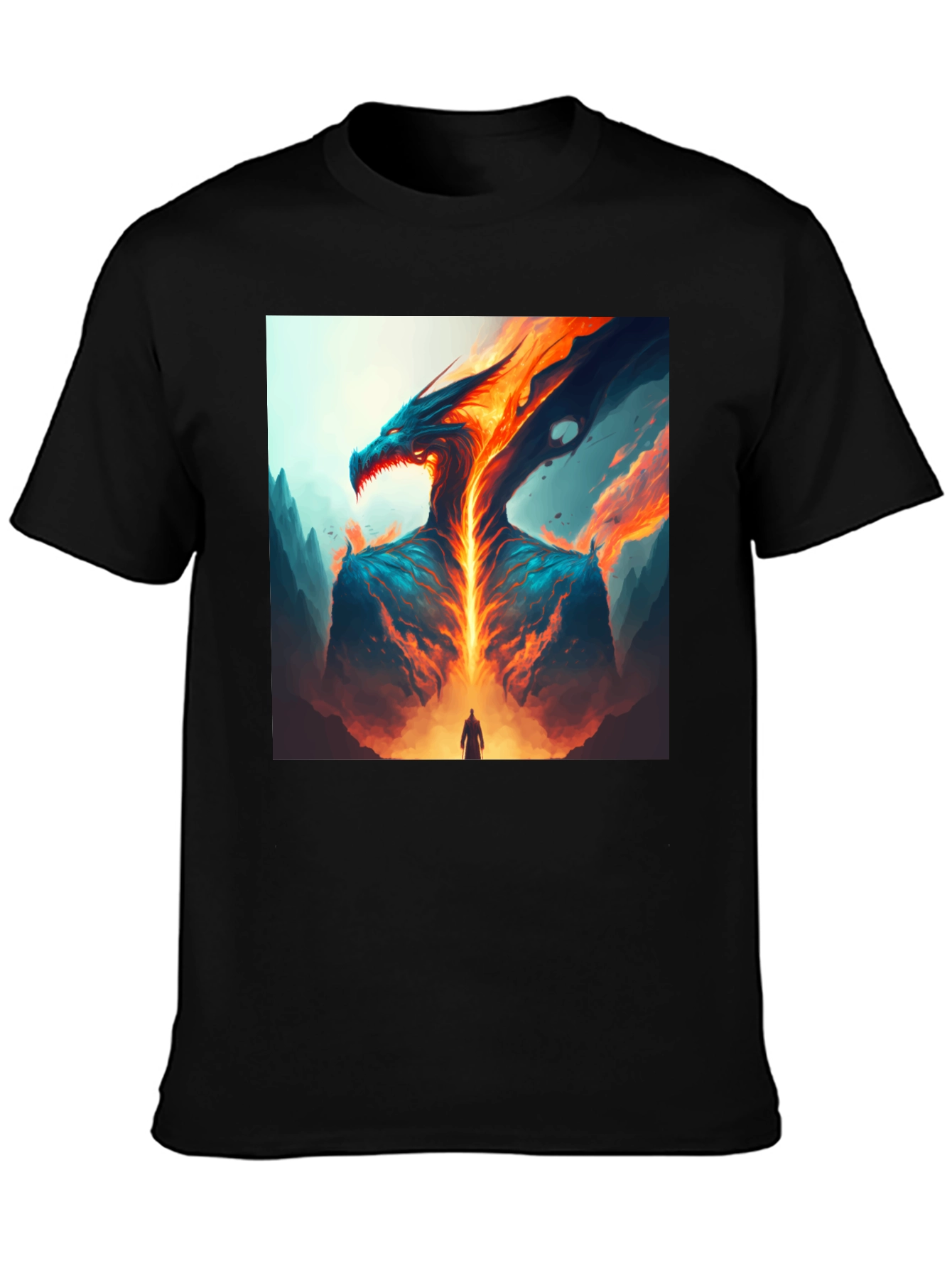 Black Fiery Dragon Graphic Tee view 3