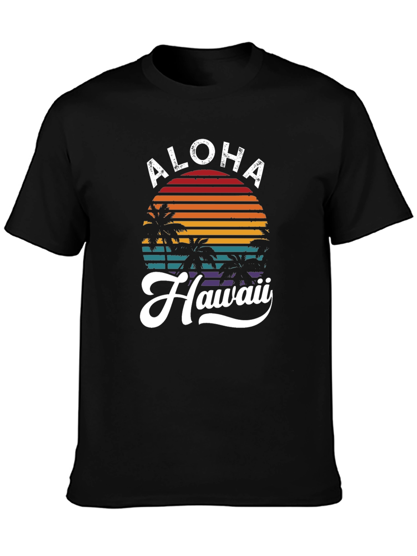 Black Aloha Hawaii Graphic T-Shirt - Tropical Retro Design view 3