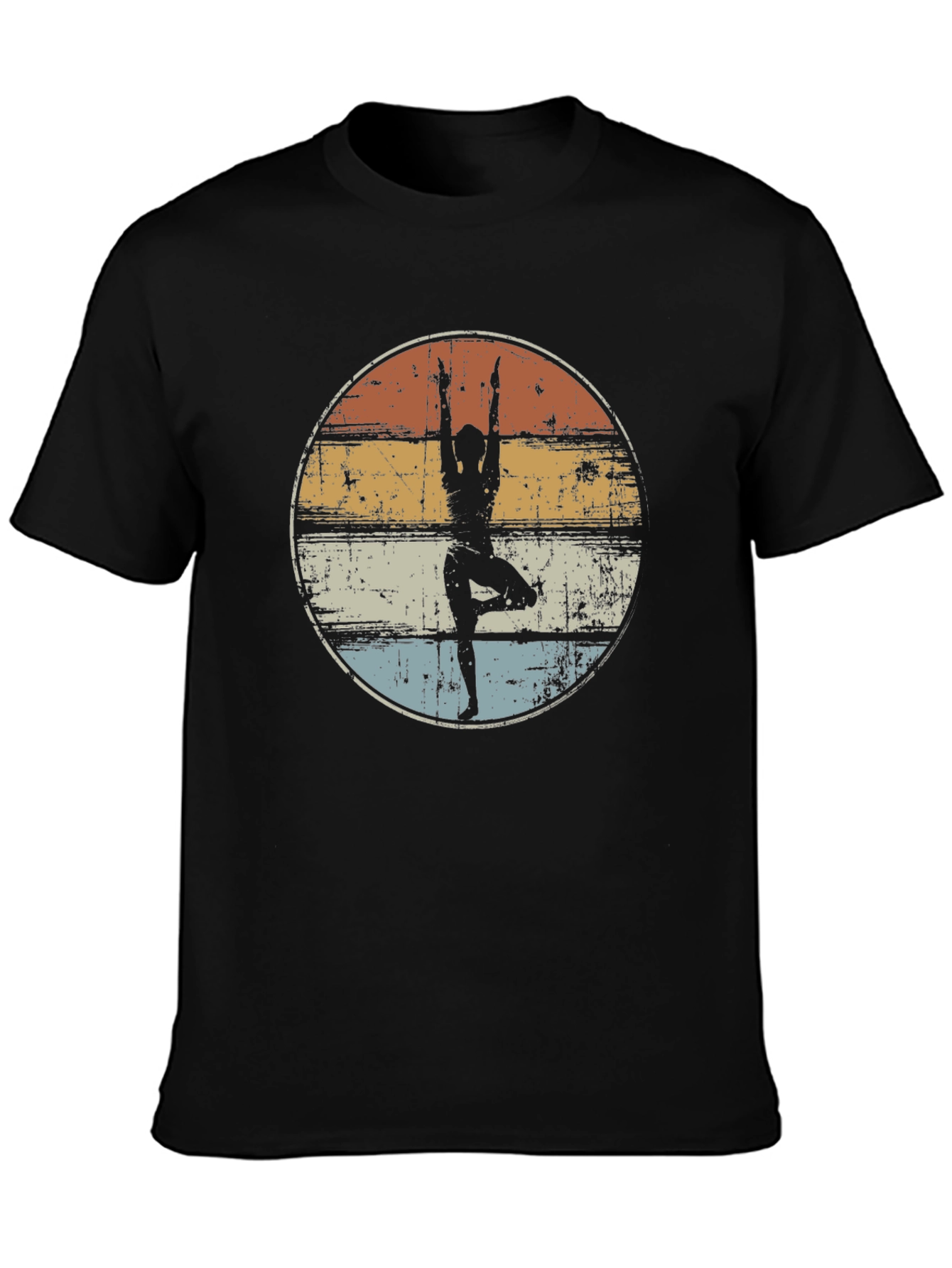Black Yoga Silhouette Graphic Tee - Vintage Style view 3