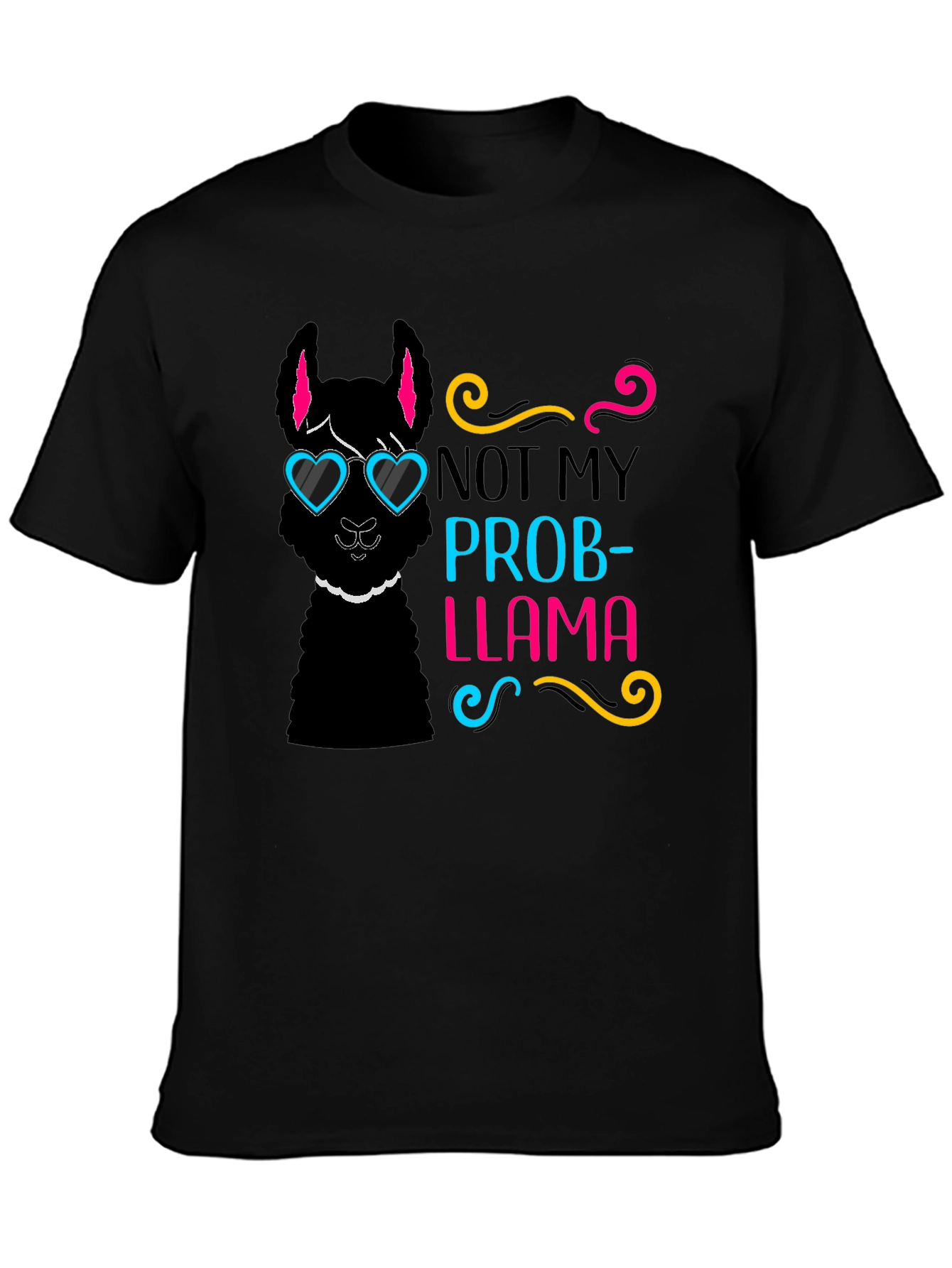 Black Not My Prob-Llama T-Shirt, Funny Graphic Tee view 3