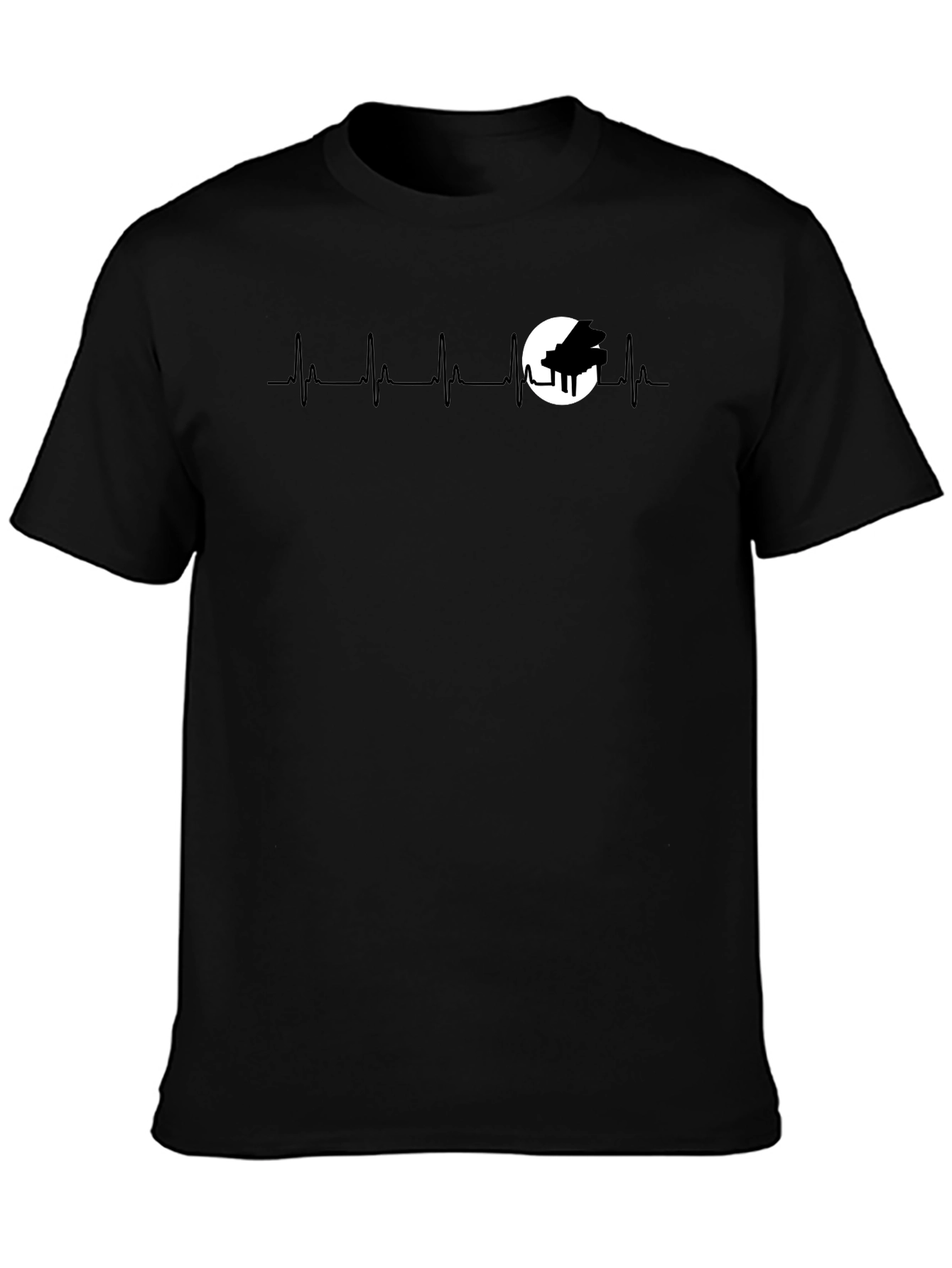 Black Piano Heartbeat T-Shirt - Musician Tee view 3
