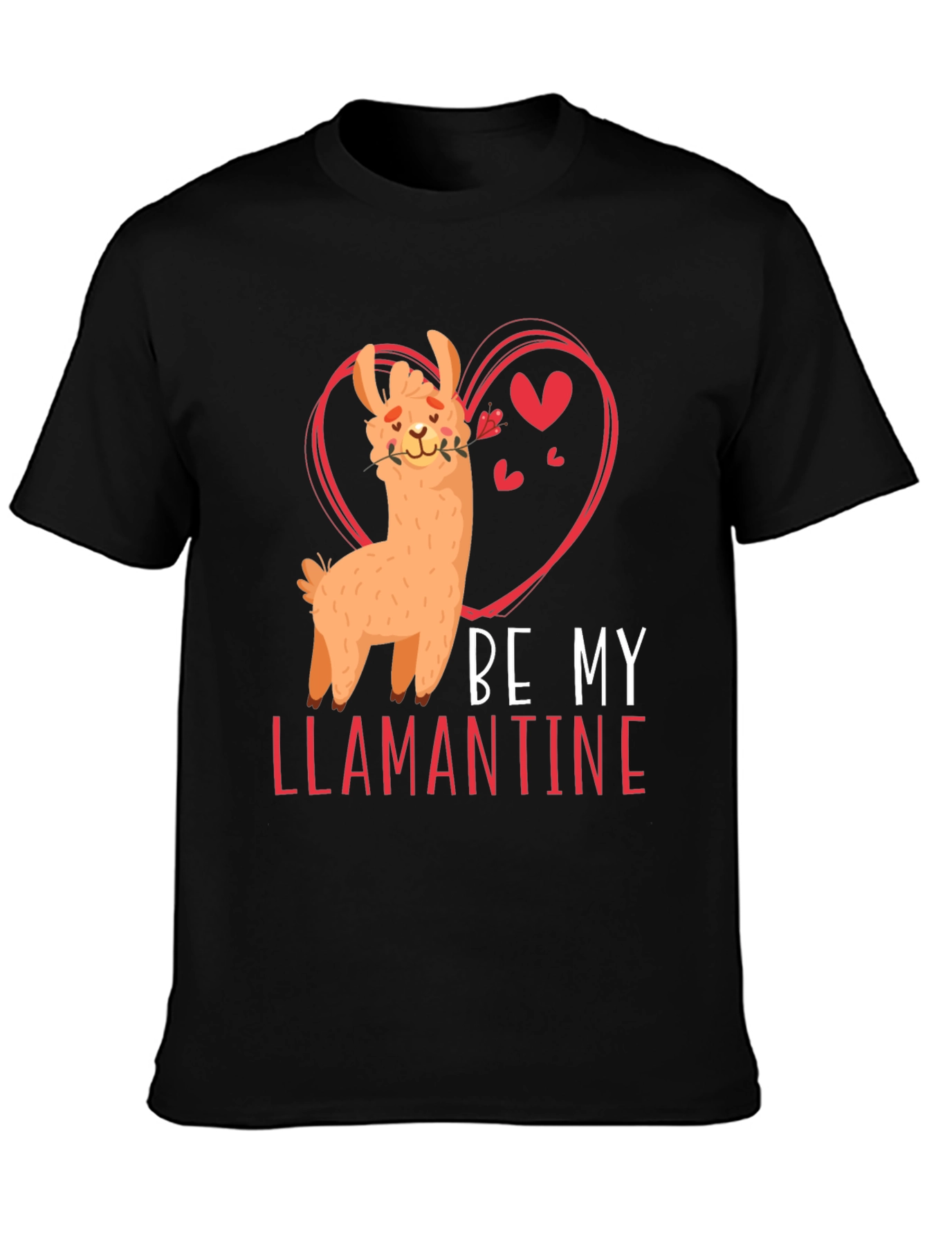 Black Be My Llamantine Black T-Shirt view 3