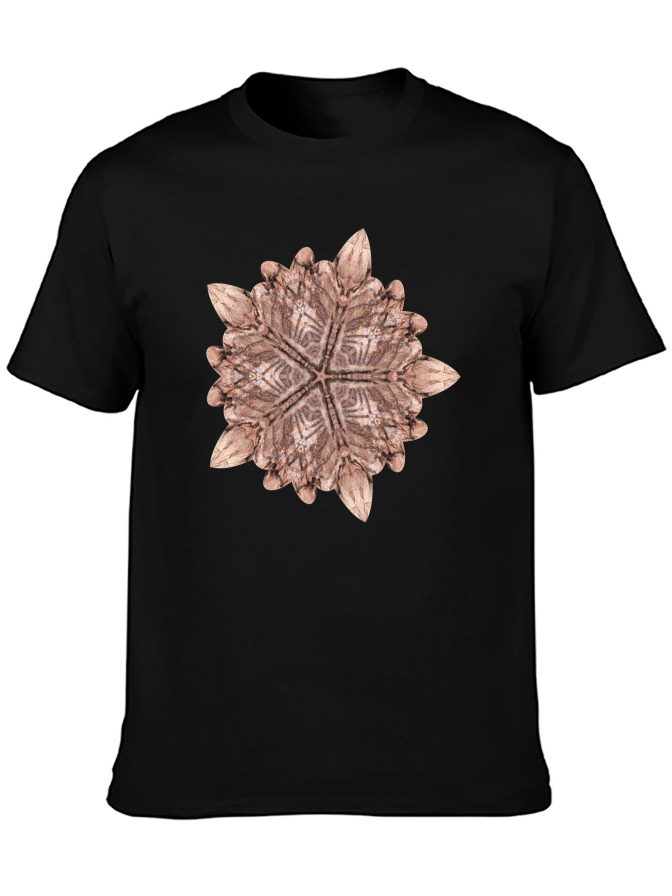 Black Abstract Radial Pattern Black T-Shirt view 3