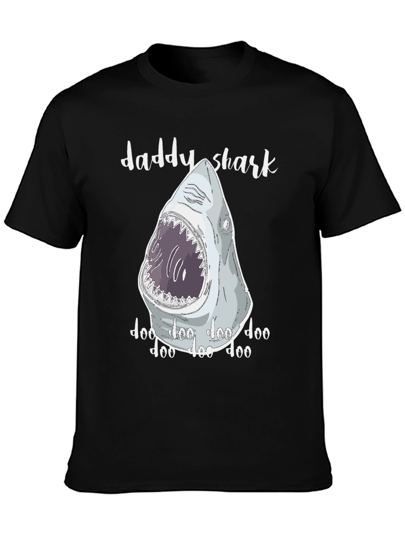 Black Daddy Shark T-Shirt - Novelty Graphic Tee view 3