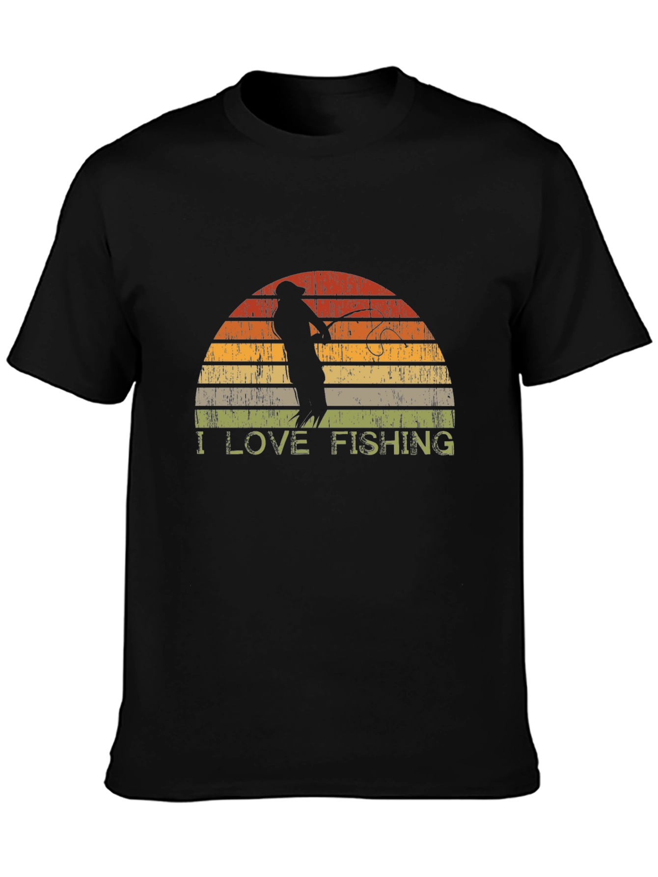 Black I Love Fishing Retro T-Shirt view 3