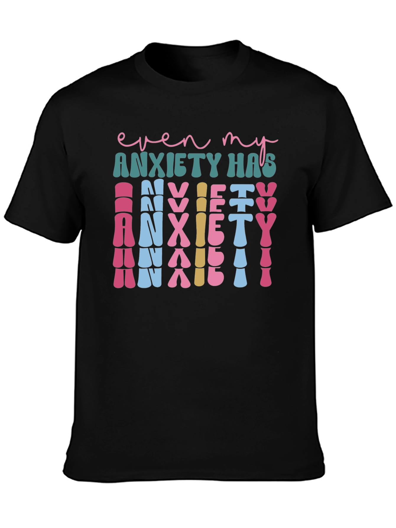 Black Anxiety Graphic Tee - Unique Statement Shirt view 3