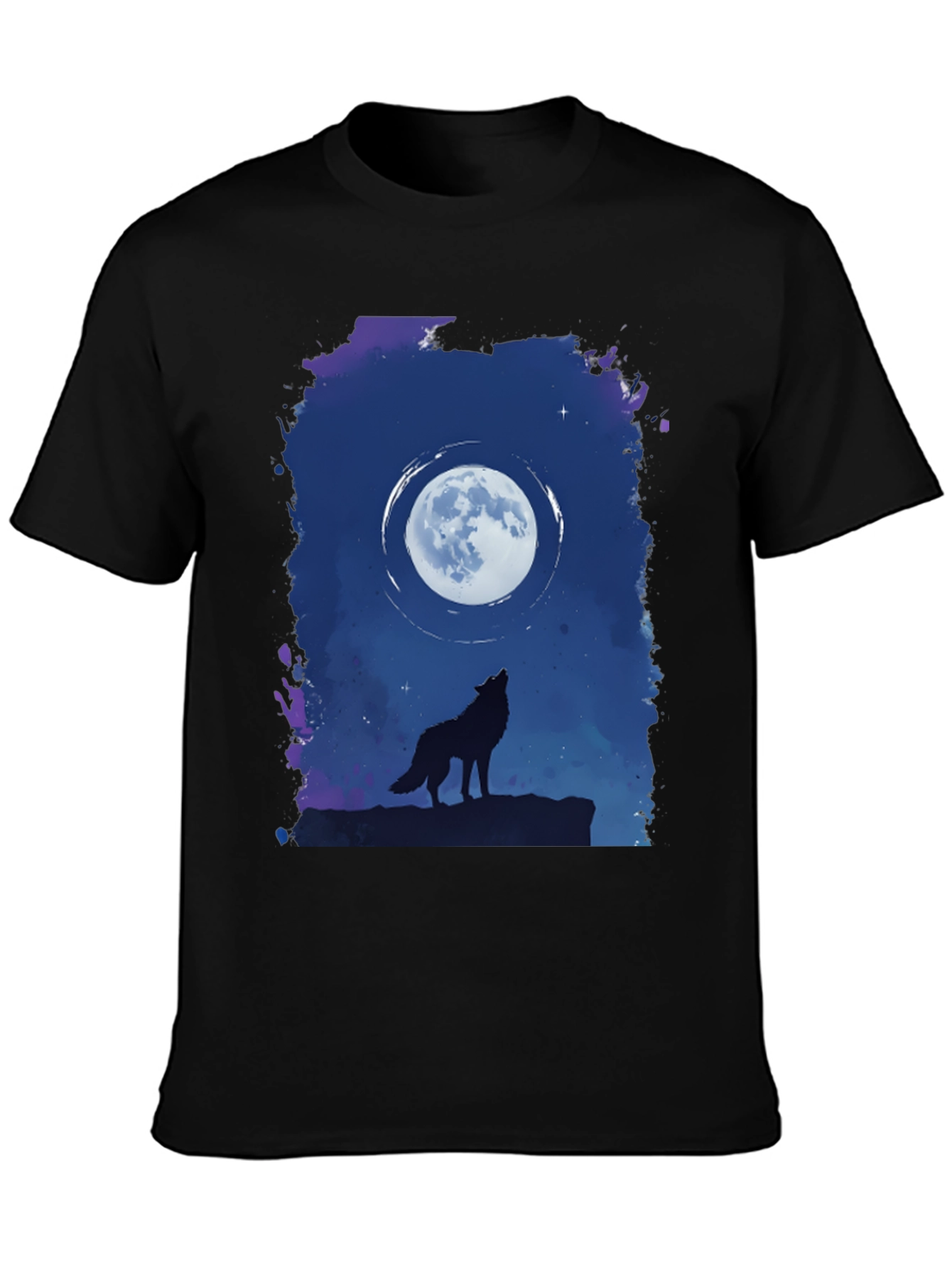 Black Wolf Moon Graphic T-Shirt - Black view 3