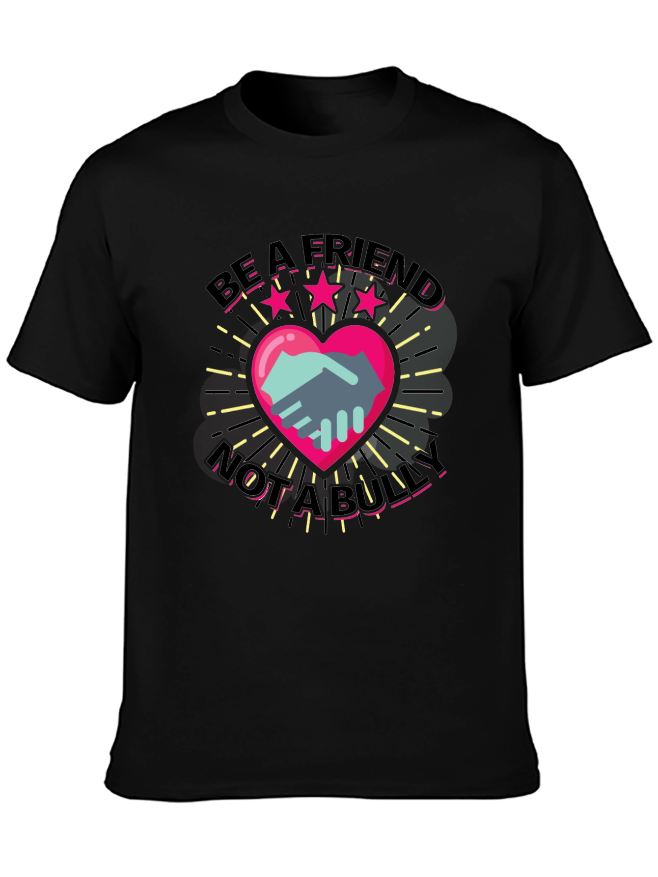 Black Be a Friend T-Shirt - Anti-Bullying Design view 3