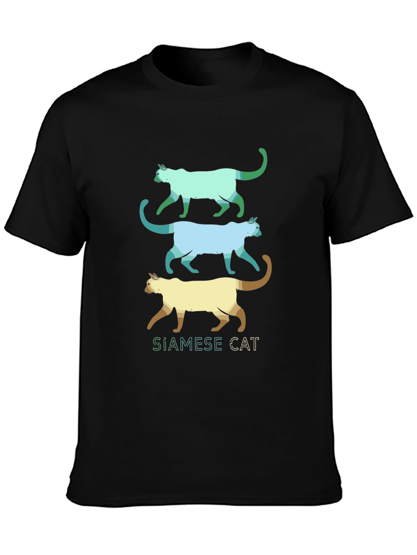 Black Siamese Cat T-Shirt - Cool Cat Design view 3