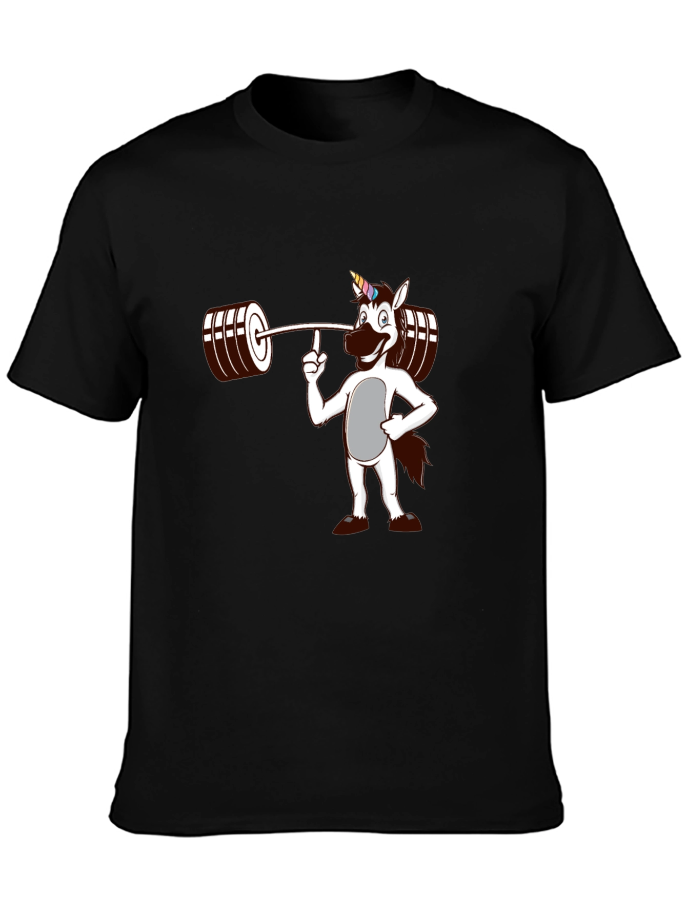 Black Unicorn Lifting Weights Graphic T-Shirt view 3